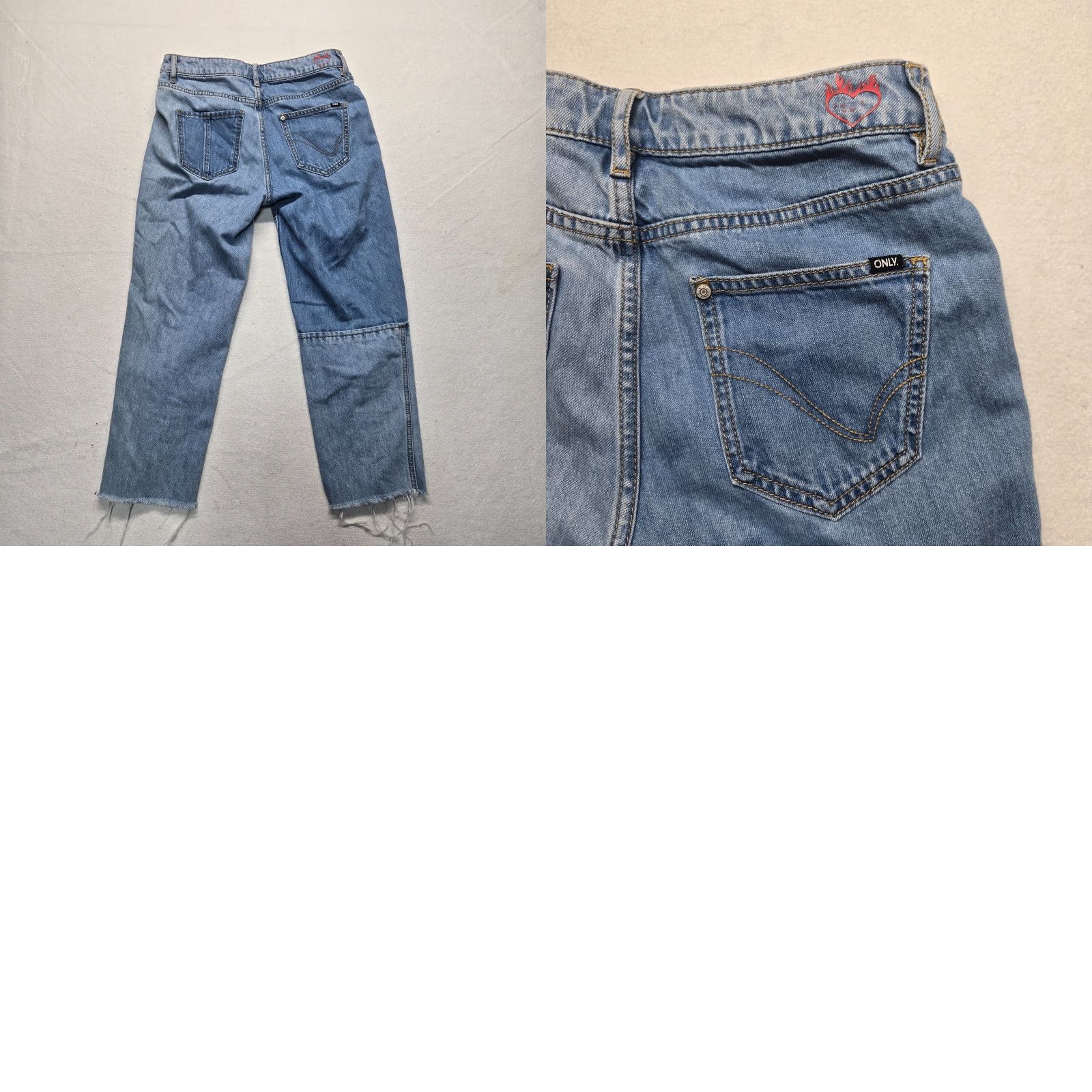 Vintage ONLY JEANS Denim Light Wash Patch Blue Jeans 26 Women's Regular Fit 5-Pocket Style Wide-Leg Adult Blue Jeans Mens? No gender? End with Womens. Size 26" / US 2 / IT 38 - 8 Thumbnail