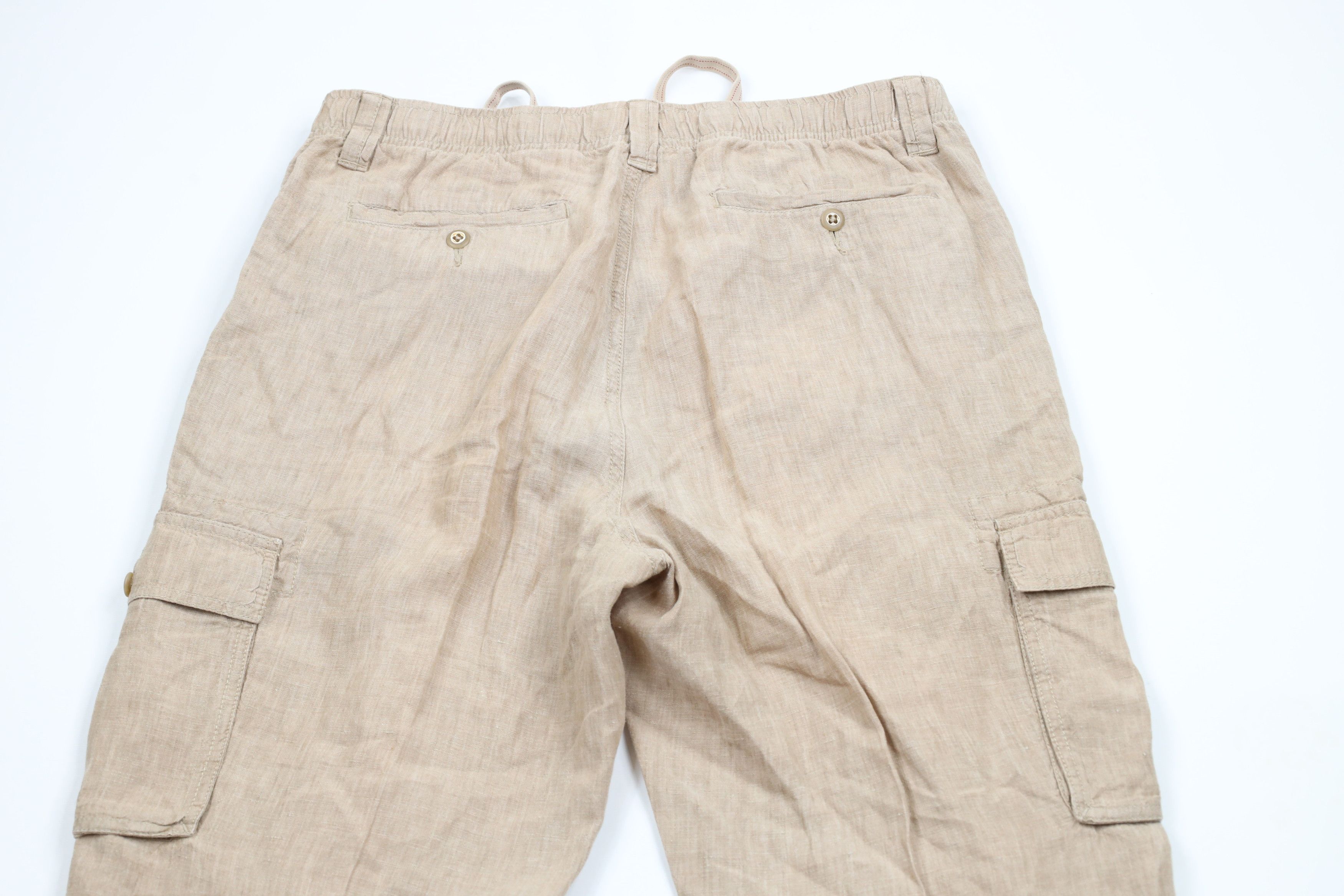 Vintage Vintage 90s Streetwear Linen Wide Leg Cargo Pants Beige Size US 34 / EU 50 - 8 Thumbnail