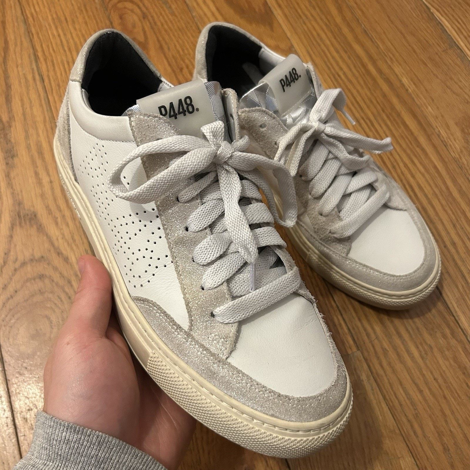 P448 P448 Soho Leather Suede Glitter Sneakers Shoes 38 Size 7.5-8 Size US 8 / IT 38 - 1 Thumbnail