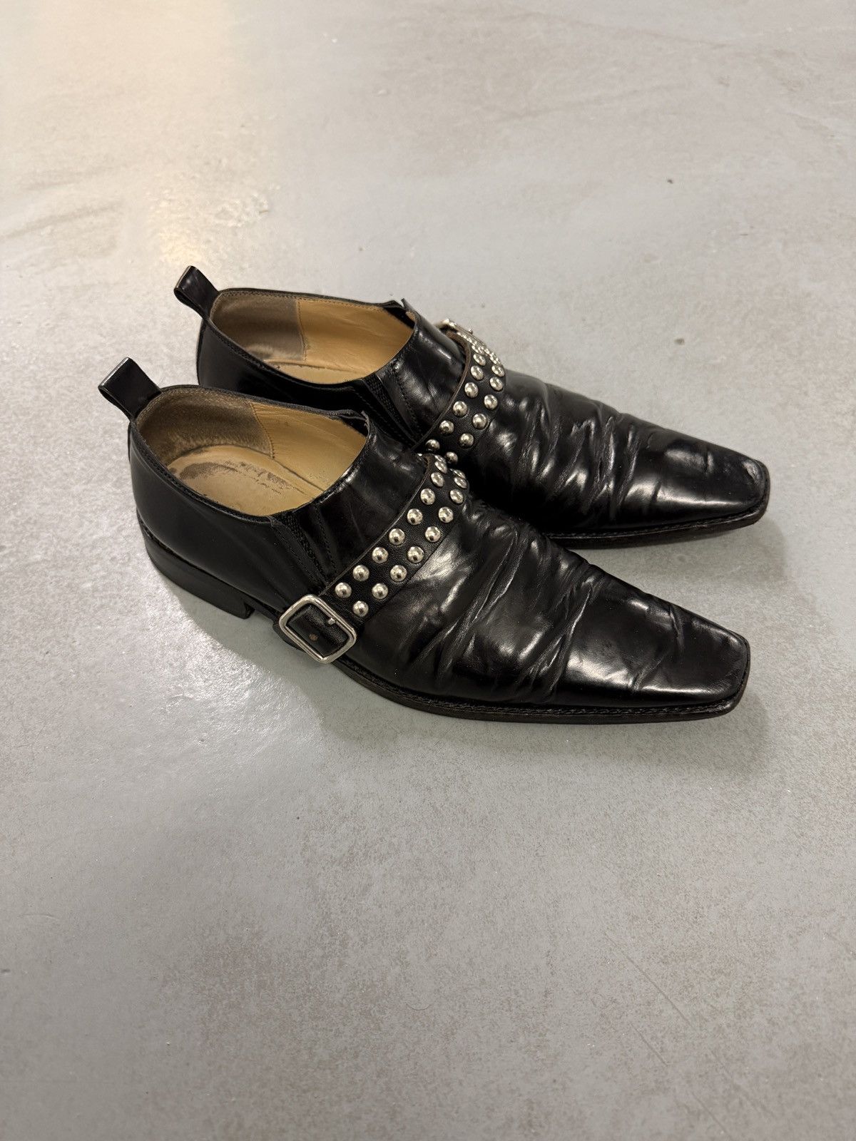 Junya Watanabe Comme des Garçons AW 2000 Studded Strap Leather Loafers Size US 8 / IT 38 - 4 Thumbnail