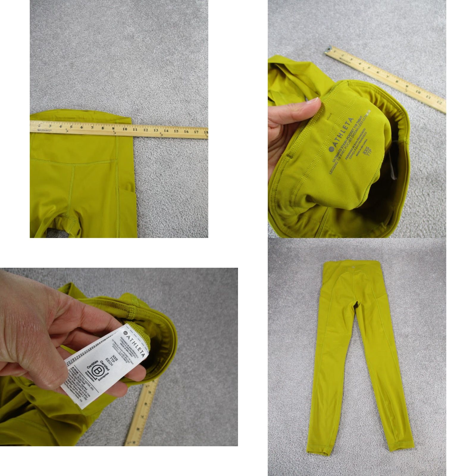Athleta Athleta Leggings 2XS Womens 7/8 Yellow Pockets Cropped Athletic Yoga Running Gym Training Womens Size 24" / US 00 / IT 34 - 8 Thumbnail