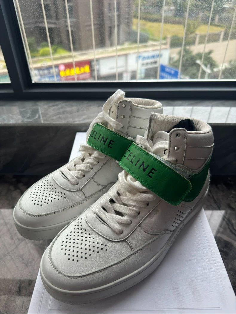 Celine Celine High Top Sneakers in White Green Size US 6 / EU 39 - 2 Thumbnail