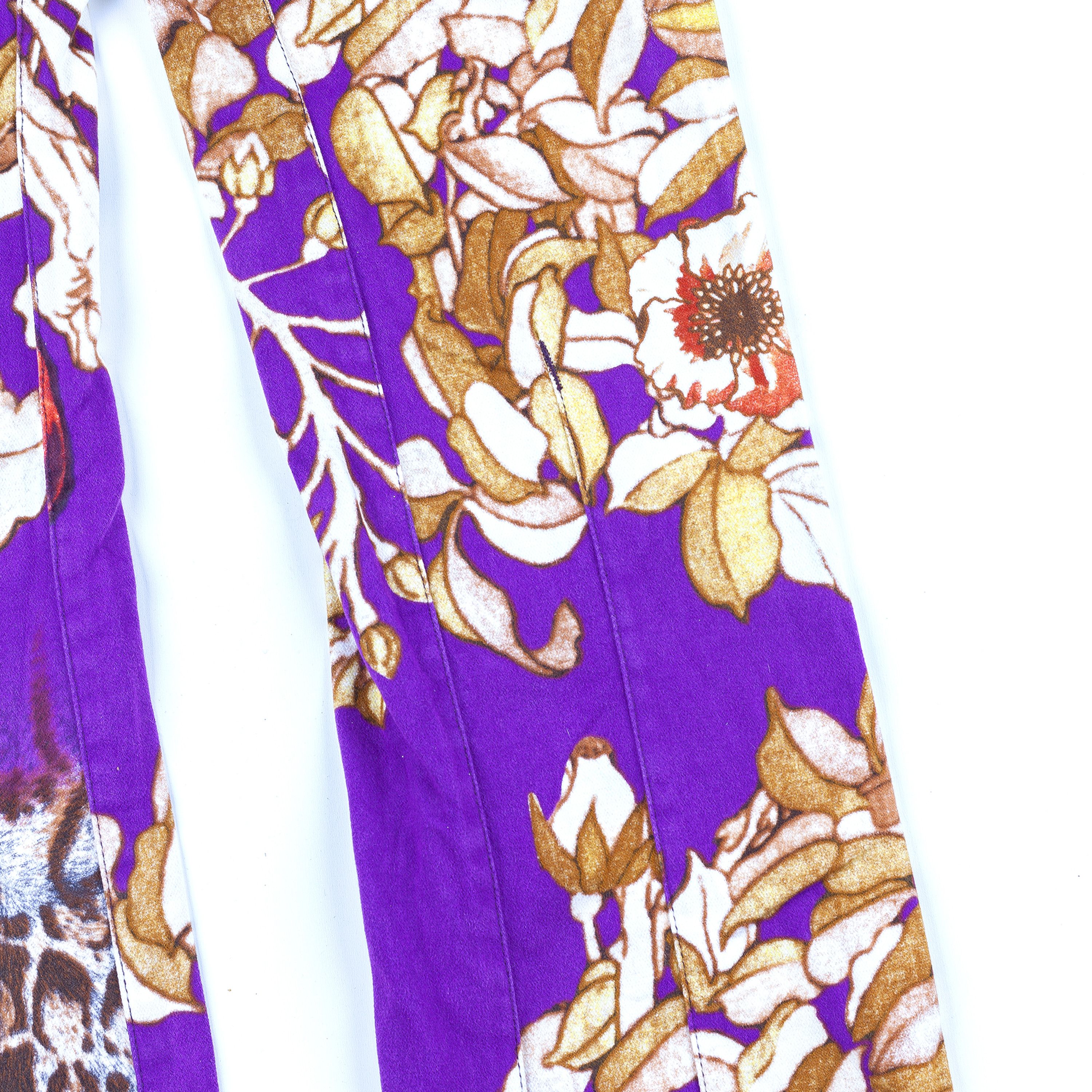 Cavalli Class × Just Cavalli × Roberto Cavalli Roberto Cavalli Class Mucha Printed Purple Pants (S/M) Size 27" / US 4 / IT 40 - 4 Thumbnail