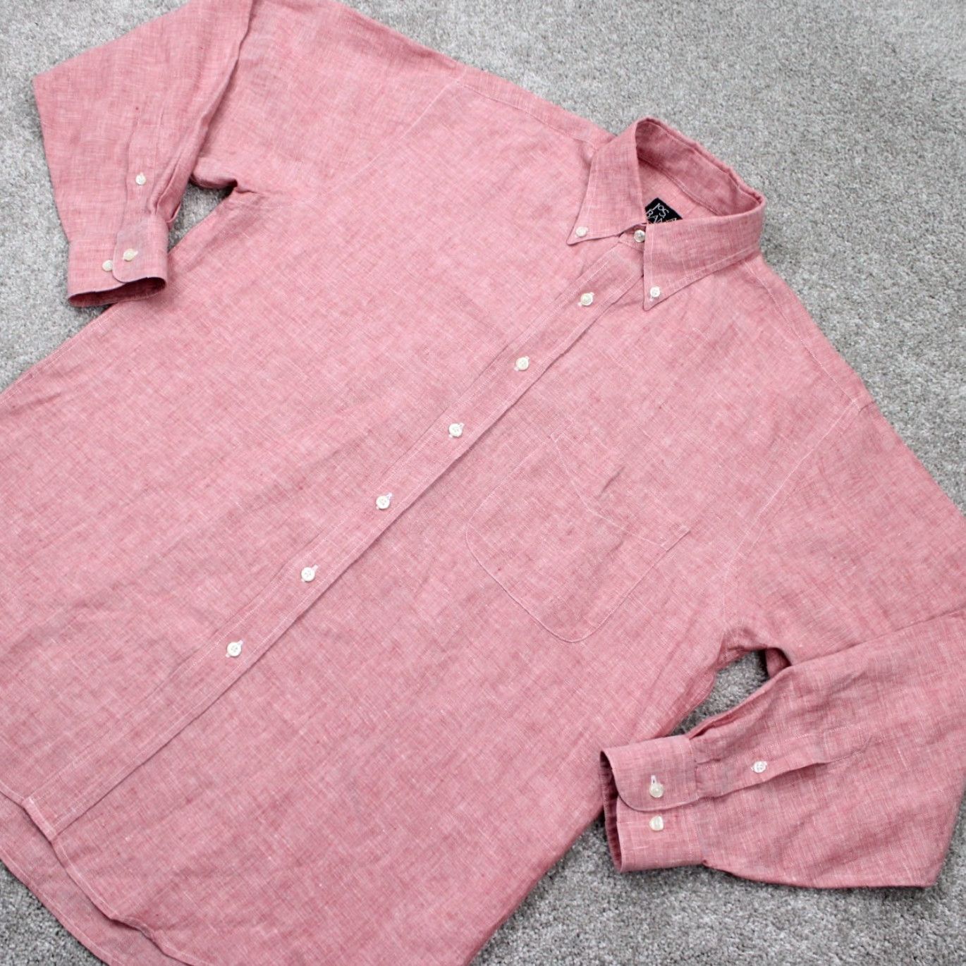 Jos. A. Bank Jos. A. Bank Shirt Mens Medium Heather Red 100% Linen Traveler's L/S Button Down Size US M / EU 48-50 / 2 - 3 Thumbnail