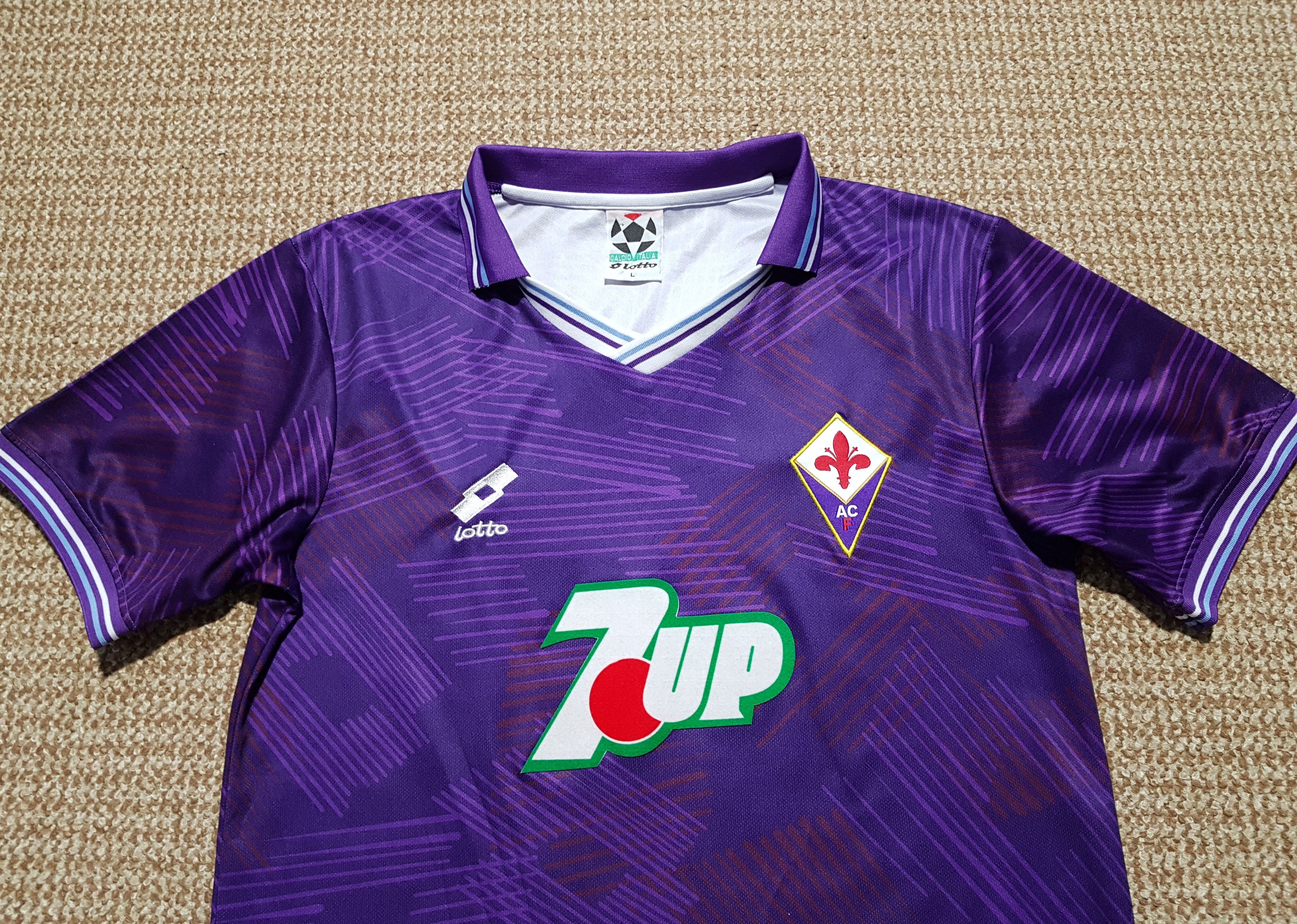 Lotto Fiorentina 1992/1993 Retro Vintage 7UP Soccer Jersey L
