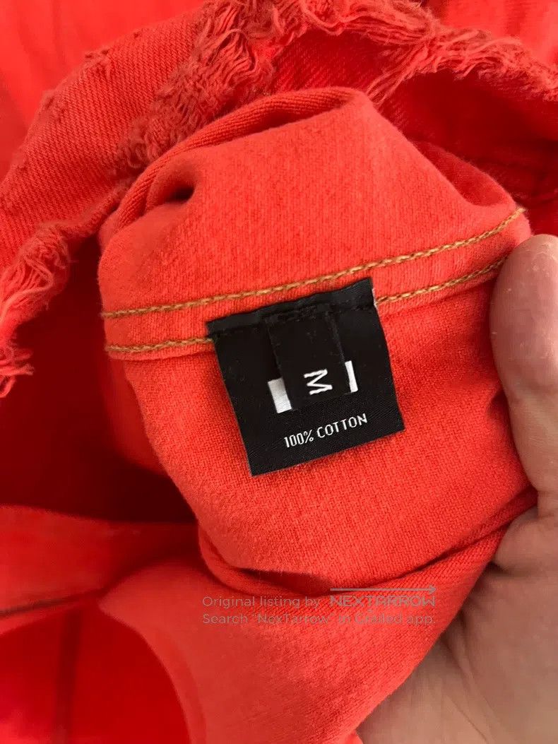 424 424 Red armband denim zip-up jacket Size US M / EU 48-50 / 2 - 4 Thumbnail