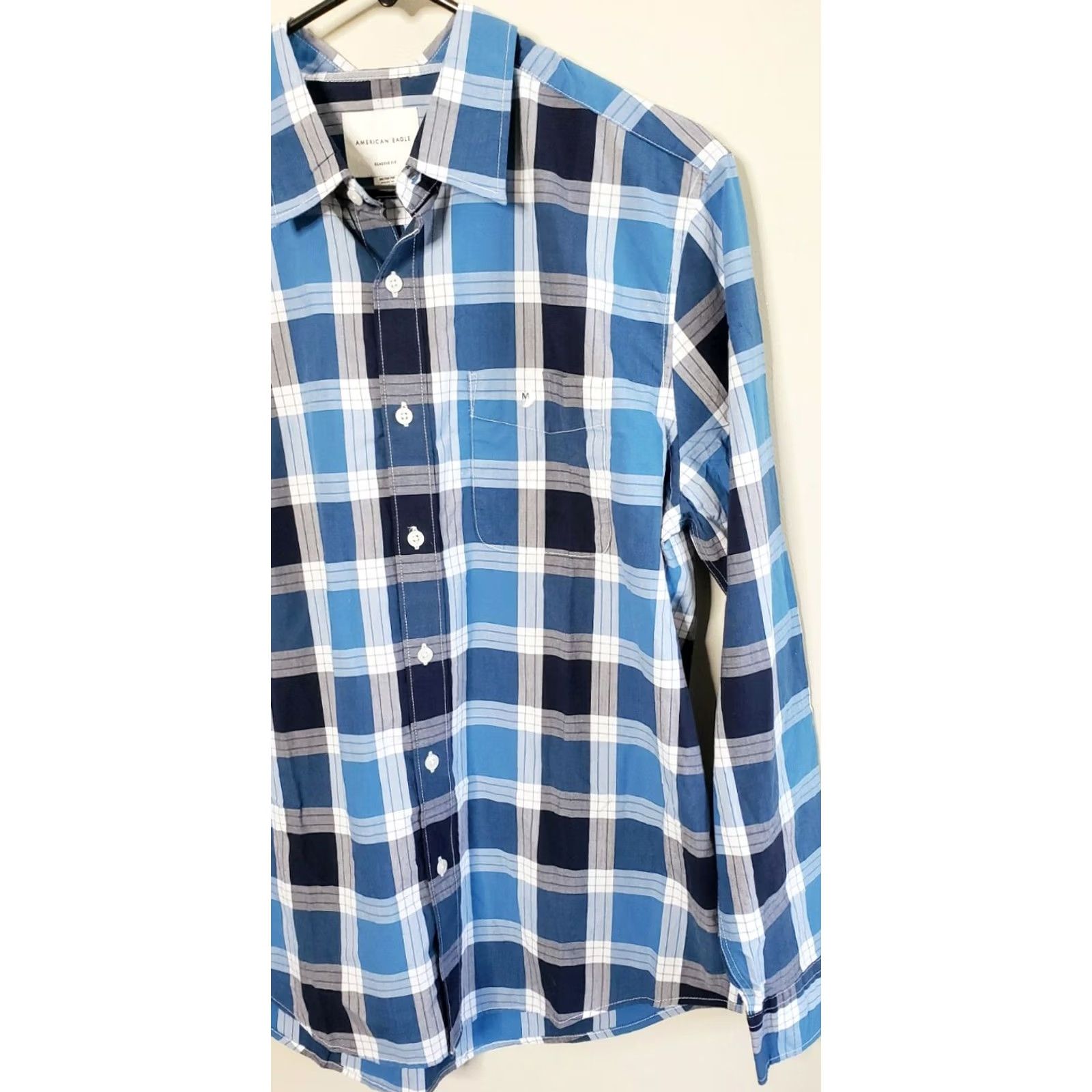 American Eagle Outfitters American Eagle AEO Shirt Plaid Button Down Medium Blue Mens Size US M / EU 48-50 / 2 - 2 Thumbnail