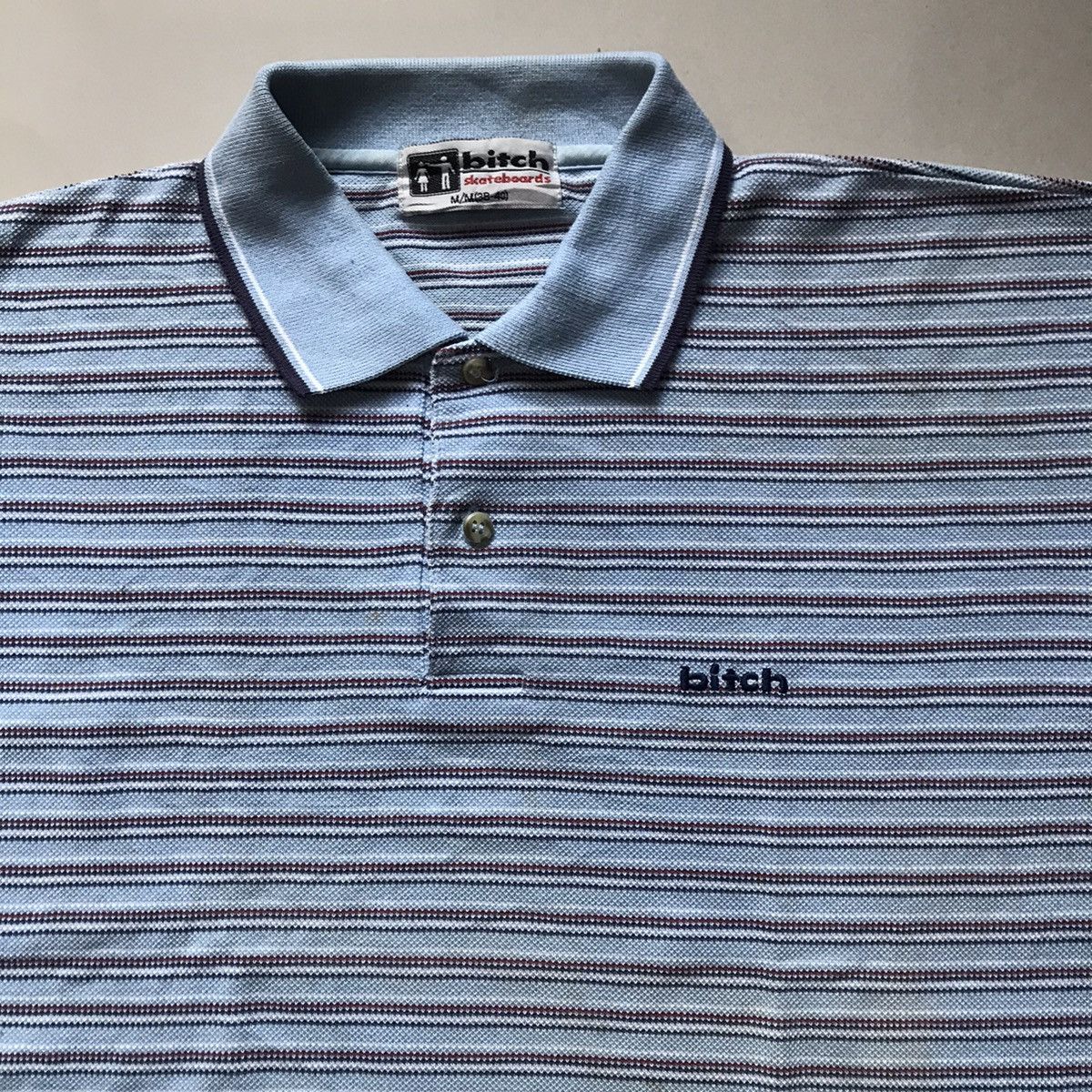 Hook-Ups × Hysteric Glamour Vintage 90s Bitch Skateboards Polo Shirt Stripe blue colar Size US M / EU 48-50 / 2 - 3 Thumbnail