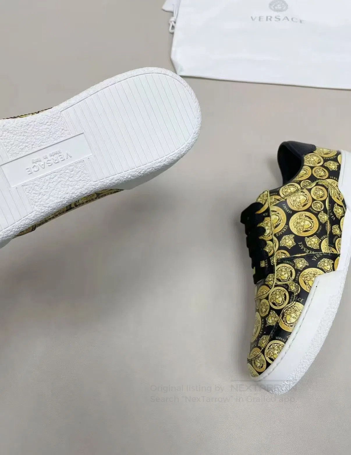 Versace Yellow Printed Low-Top Sneakers Size 9.5. Size US 9.5 / EU 42-43 - 7 Thumbnail