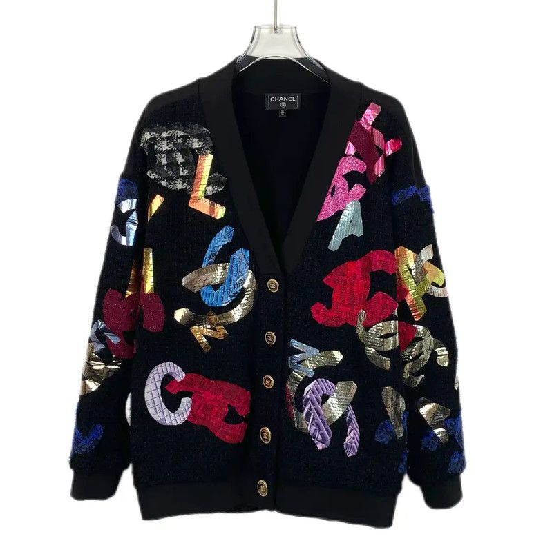 Chanel Chanel Black Cotton Women's Cardigan 0089 Size ONE SIZE - 1 Thumbnail