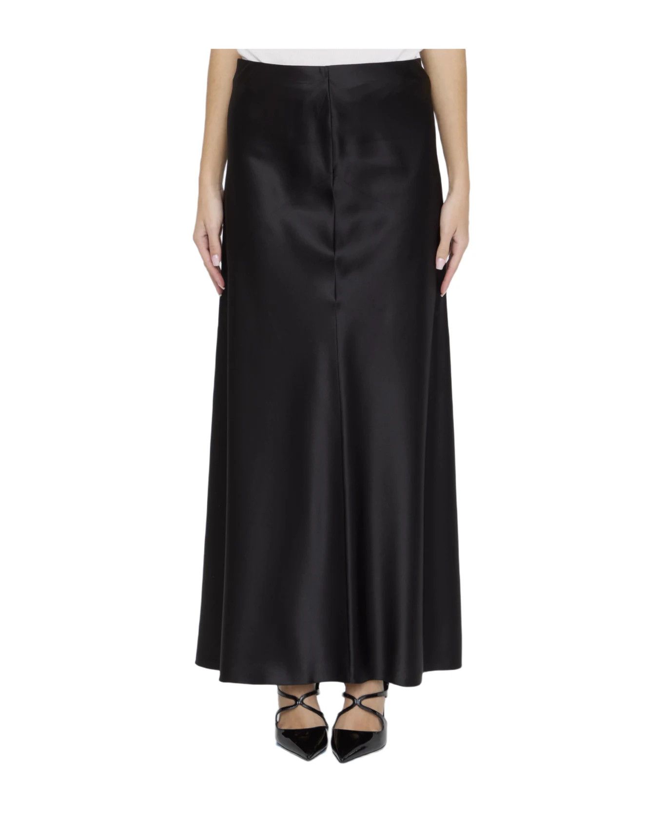 Saint Laurent Paris oc11z0226 783896 Long Skirt in Silk Satin Crepe in Black Size 27" / US 4 / IT 40 - 1 Thumbnail