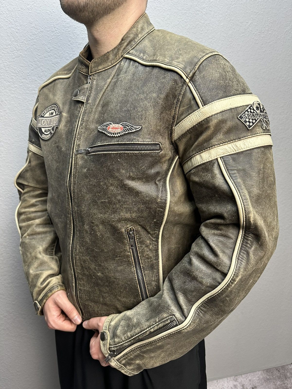 If Six Was Nine Vintage Racing Leather Jacket Biker Spirit Motors Y2K Size US L / EU 52-54 / 3 - 3 Thumbnail