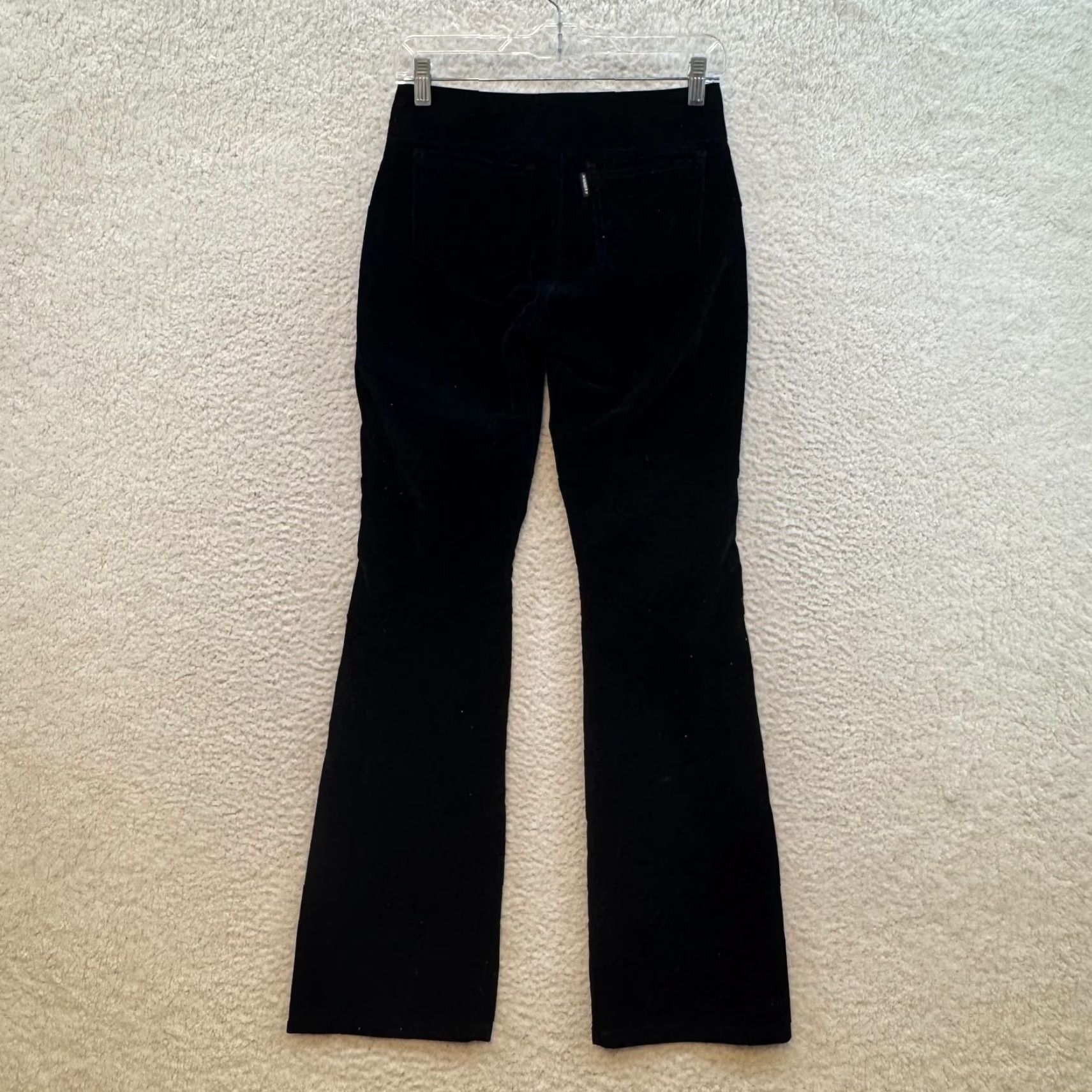Vintage VINTAGE 90s Y2K Serious Flare Pants Black 2 4 25 Sparkle Glitter Star Rave Club Festival Girls Womens Mens Size 26" / US 2 / IT 38 - 2 Thumbnail