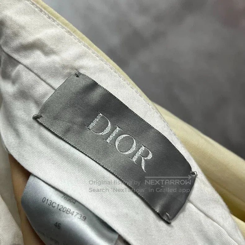 Dior Beige Pearl Button Straight Casual Pants.