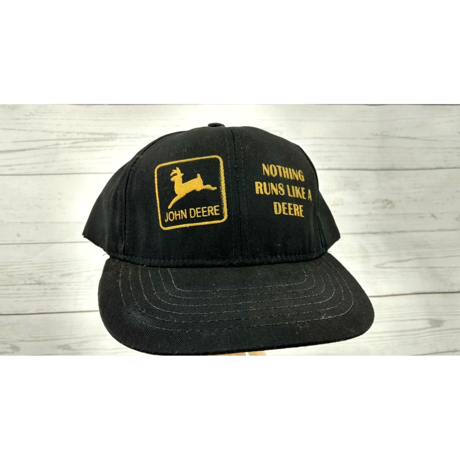 John Deere VINTAGE John Deere Black Snapback Trucker Hat USA Men Adjustable Size Size ONE SIZE - 2 Thumbnail