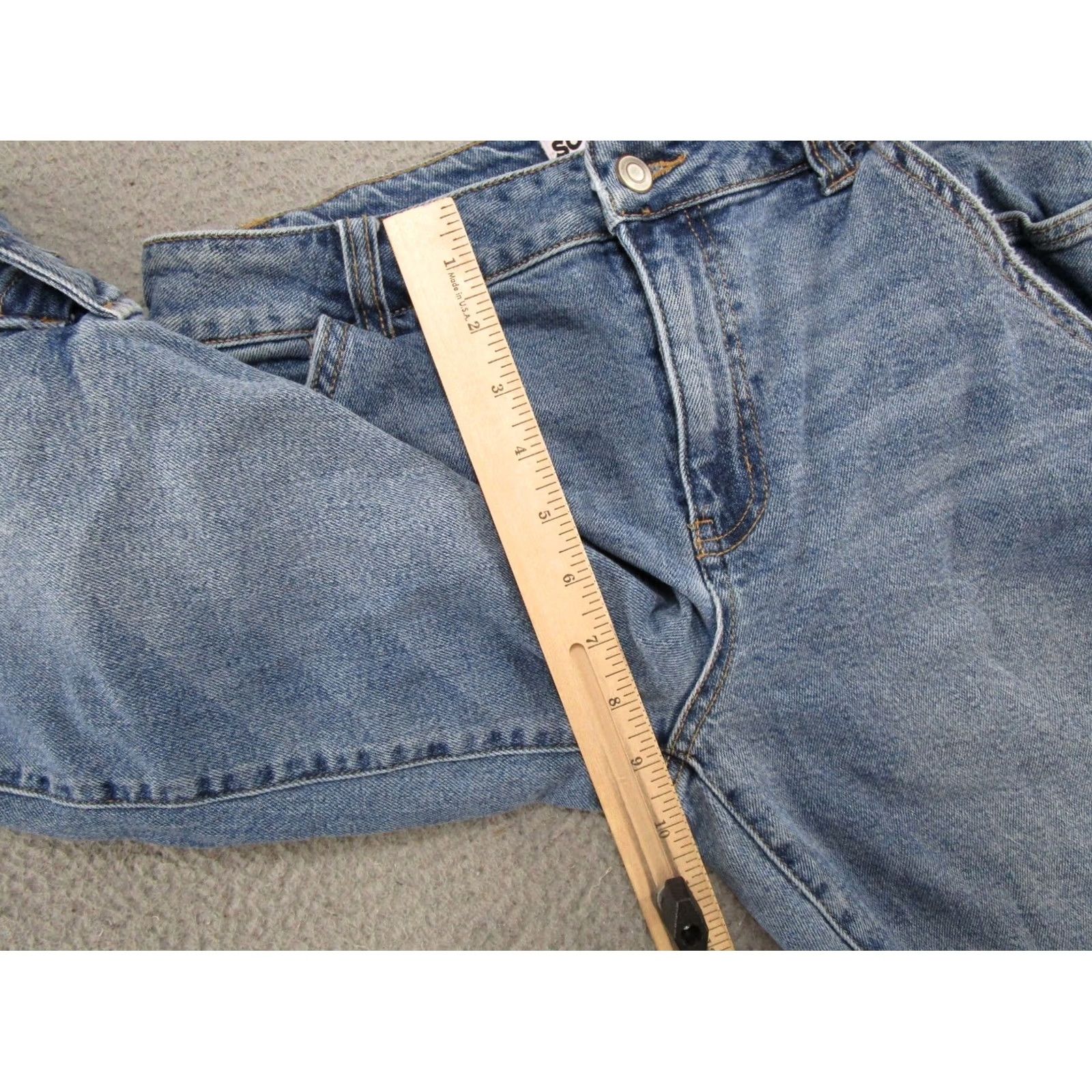 Denime So Womens Blue Stretch Denim Wide Leg Cargo Jeans Juniors Size 11 Baggy Womens Size 32" / US 10 / IT 46 - 7 Thumbnail