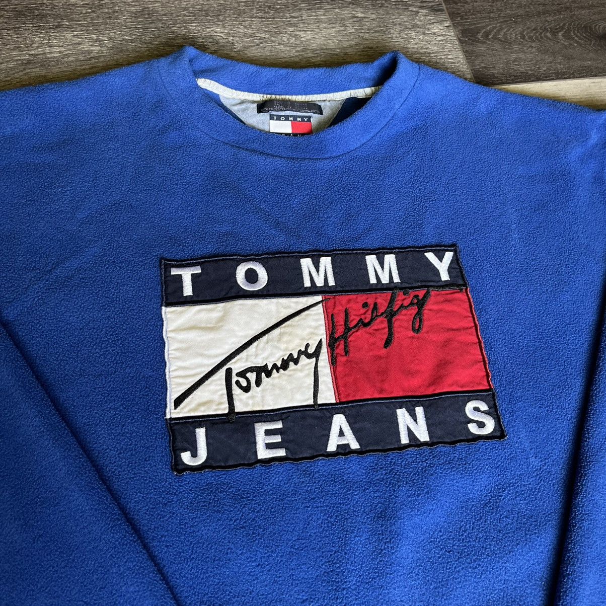 Tommy Hilfiger Vintage 1990s Tommy Hilfiger Jeans Flag Fleece Crewneck Blue Size US XL / EU 56 / 4 - 2 Thumbnail