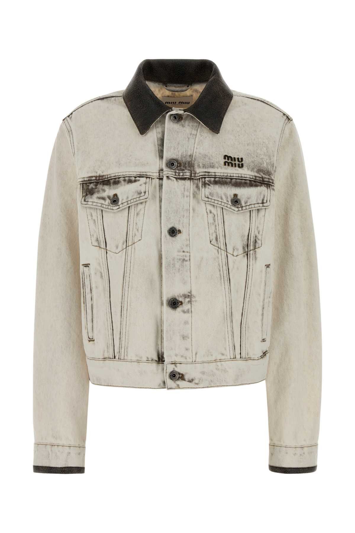 Miu Miu White Denim Jacket Size M / US 6-8 / IT 42-44 - 1 Thumbnail