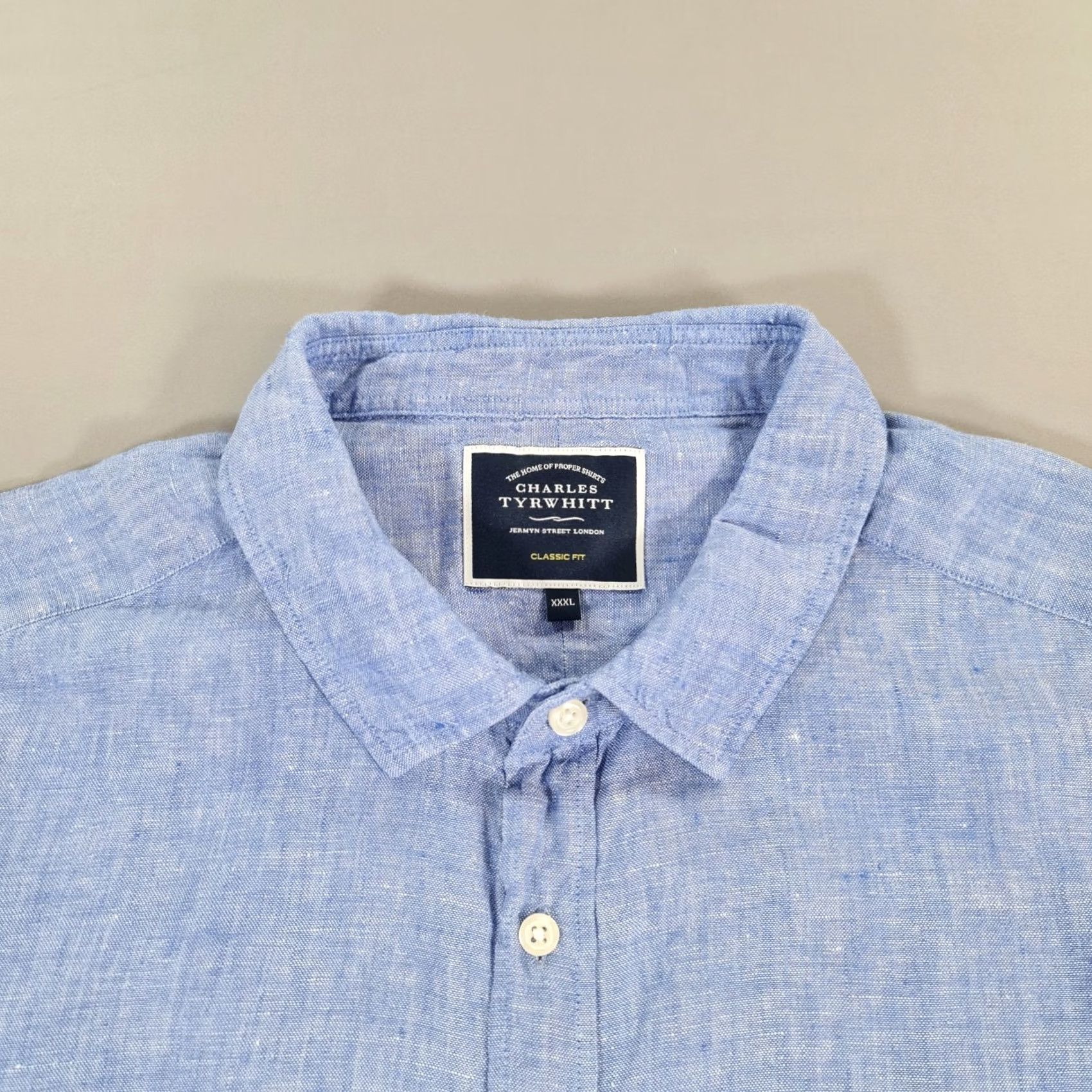 Charles Tyrwhitt Charles Tyrwhitt Mens Shirt 3XL Blue Linen Button-Up Long Sleeve Collared Casual Classic Fit Summer Holiday Mens Size US XXL / EU 58 / 5 - 2 Thumbnail