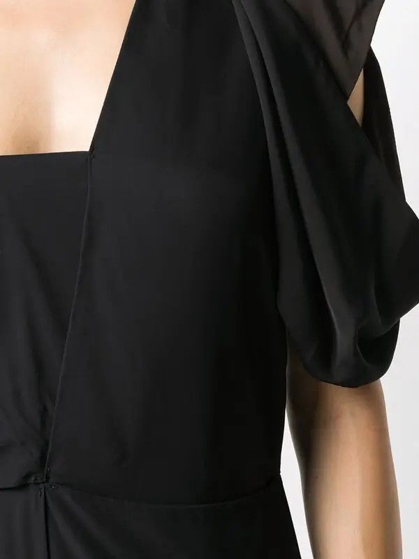 Bottega Veneta o1y0725 Midi Dress in Black Size S / US 4 / IT 40 - 2 Thumbnail