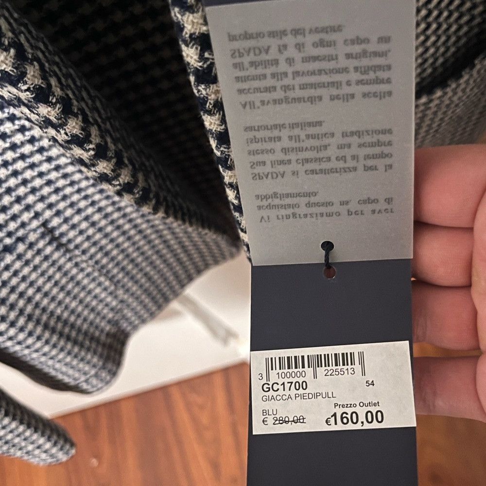 Other Spada houndstooth blazer in linen and cotton blend. Navy an Size 44R - 6 Thumbnail