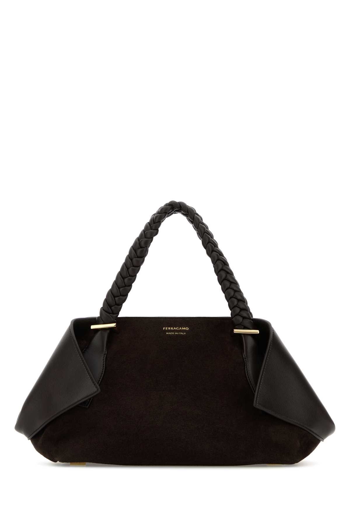 Salvatore Ferragamo Dark Brown Suede Handbag Size ONE SIZE - 1 Thumbnail