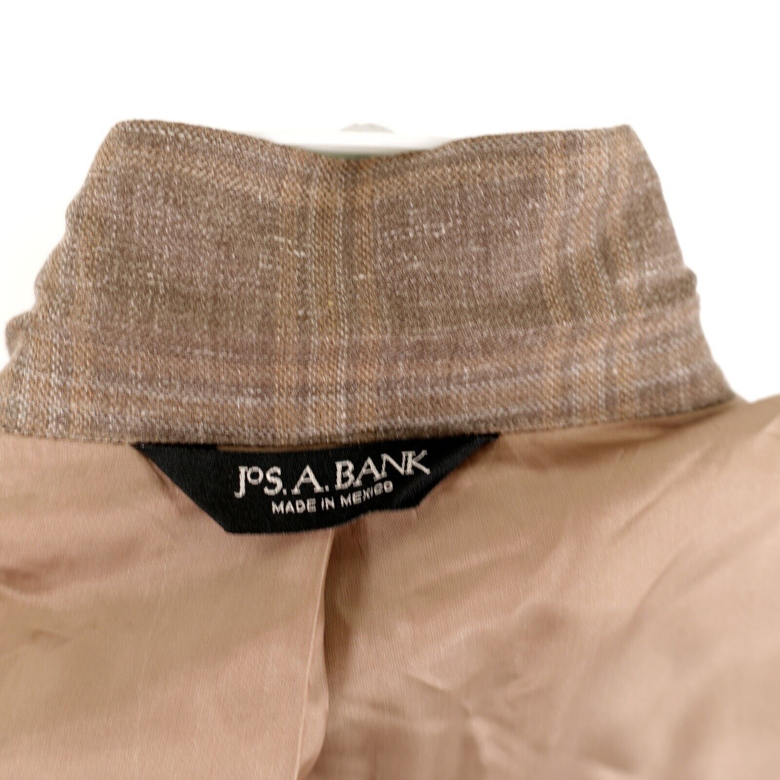 Jos. A. Bank Jos A Bank Signature Wool Silk Linen Beige Tan Plaid 2 Butto Size 40L - 15 Thumbnail