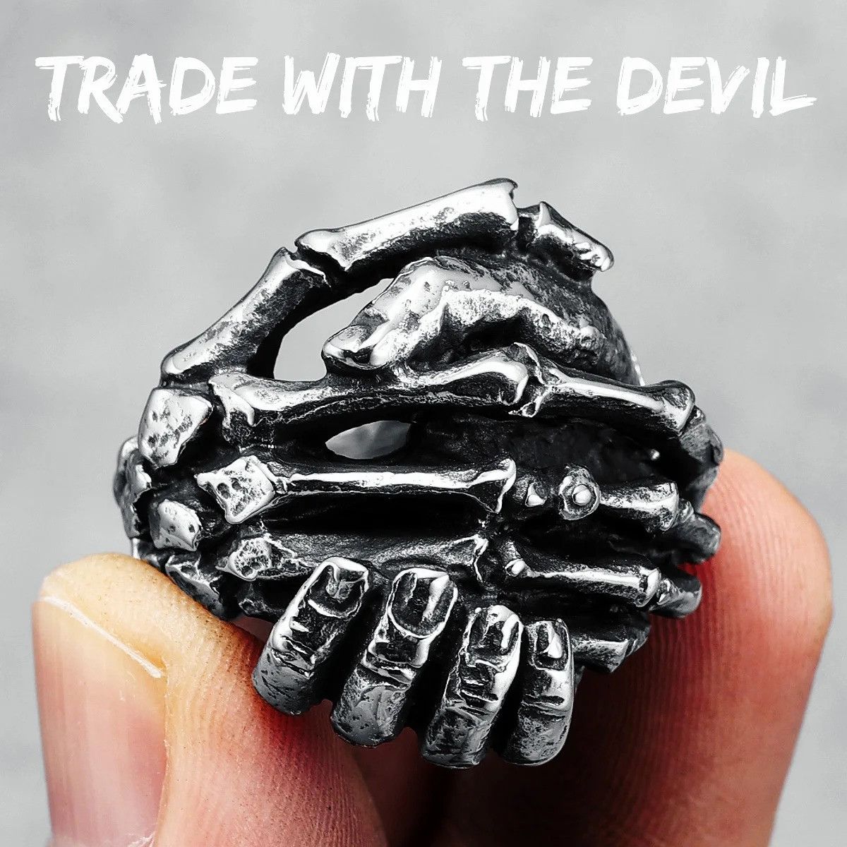 Jewelry Skeleton Shake Hands Ring Streetwear Jewelry Fashion Gift Size ONE SIZE - 7 Thumbnail