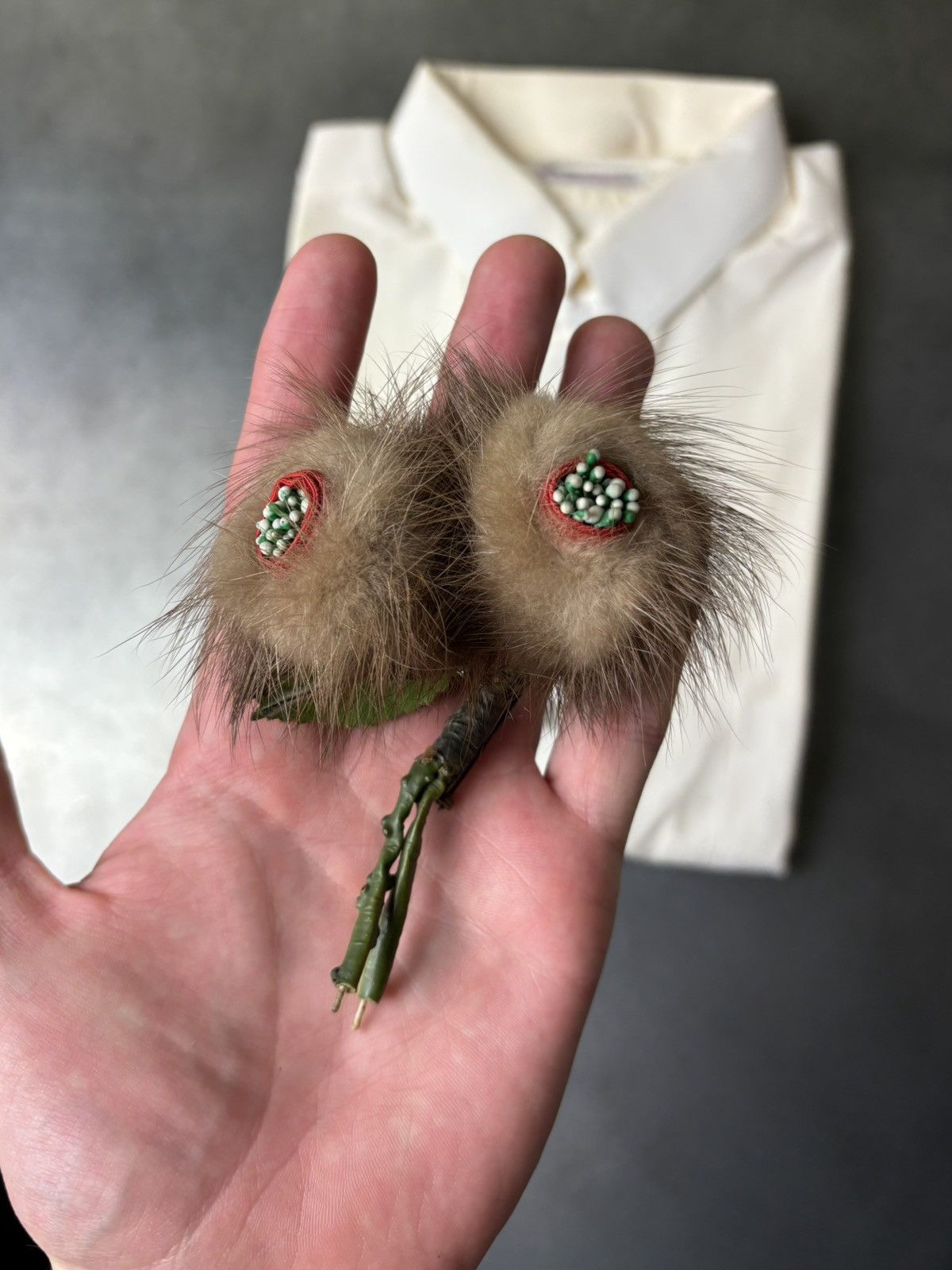 Vintage True Vintage Fur Brooch Vintage Mink Collar Pin Wire Flower Size ONE SIZE - 4 Thumbnail