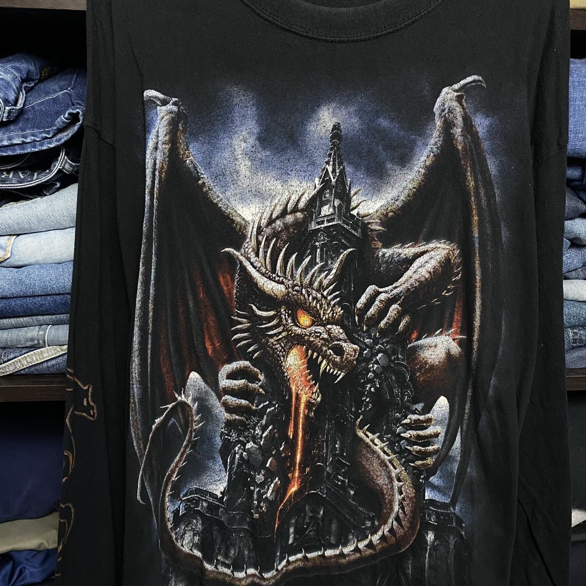 Vintage Vintage Spiral Dragon Overprinted 90’s Graphic Longsleeve Size US XXL / EU 58 / 5 - 3 Thumbnail