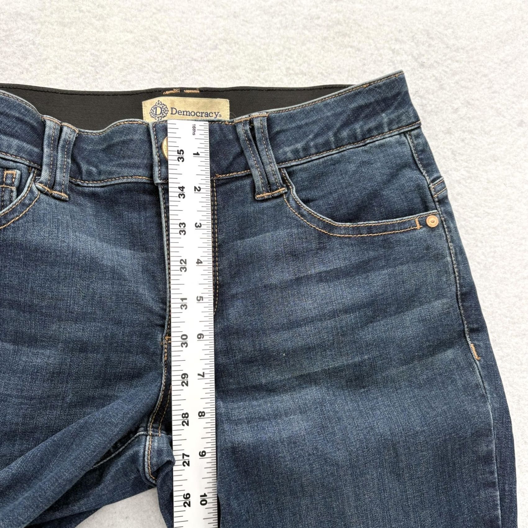Vintage Democracy Ab Solution Bootcut Jeans Womens 4 Blue Dark Wash Mid Rise Stretch Size 27" / US 4 / IT 40 - 6 Thumbnail