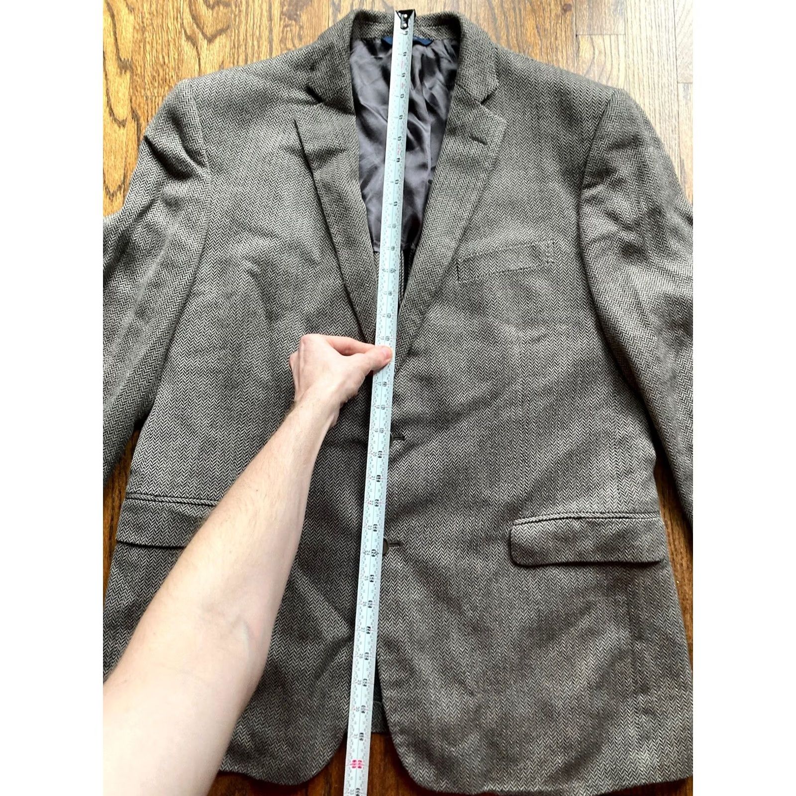 Brooks Brothers Brooks Brothers Regent Fit Blazer Mens Size 46R Wool Blend Herringbone Brown Size 46R - 6 Thumbnail