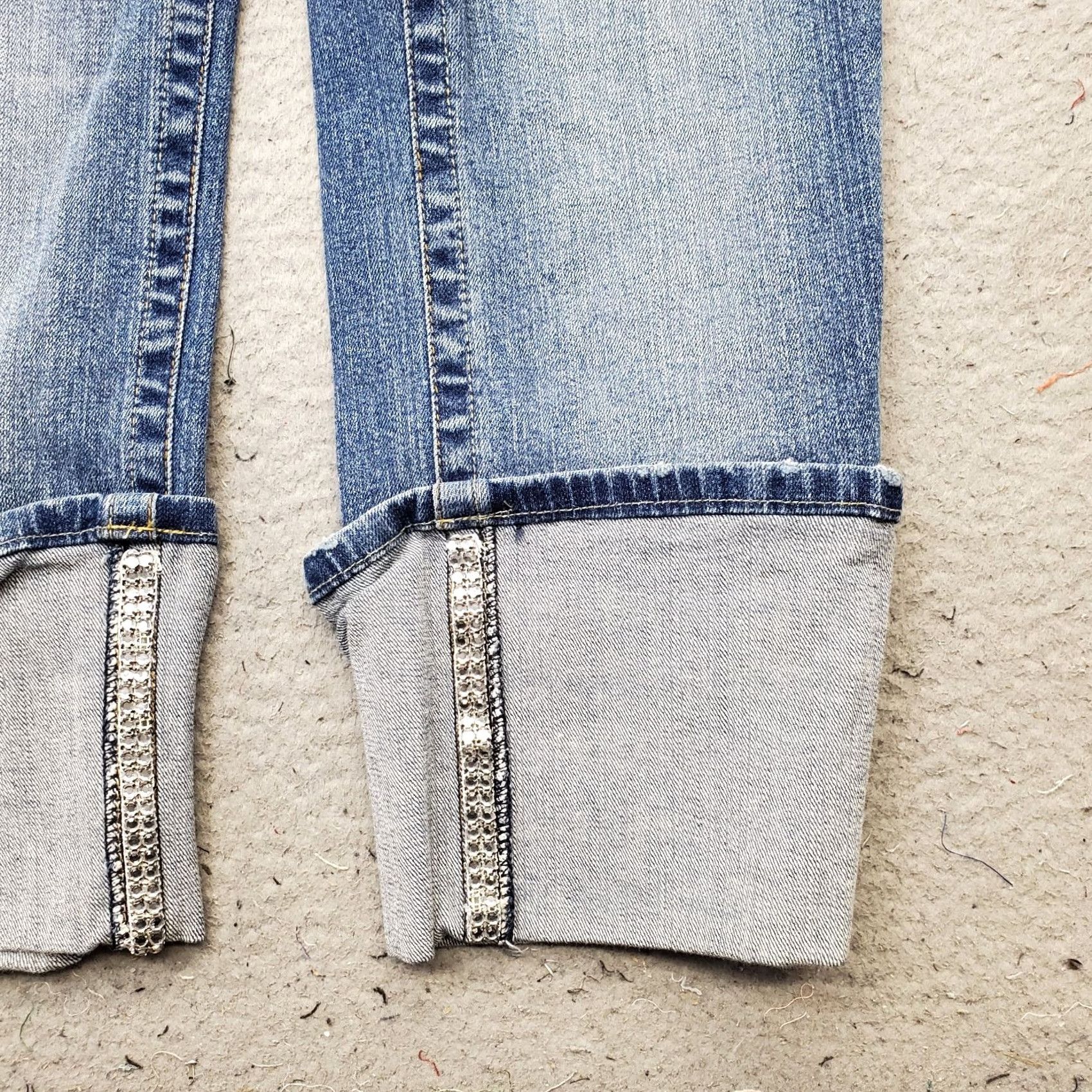 Vintage Bisou Bisou Jeans Women 8 Blue Denim Stretch Medium Wash Ankle Cuff Straight Leg Womens Size 8 Blue Denim Jeans Size 30" / US 8 / IT 44 - 7 Thumbnail