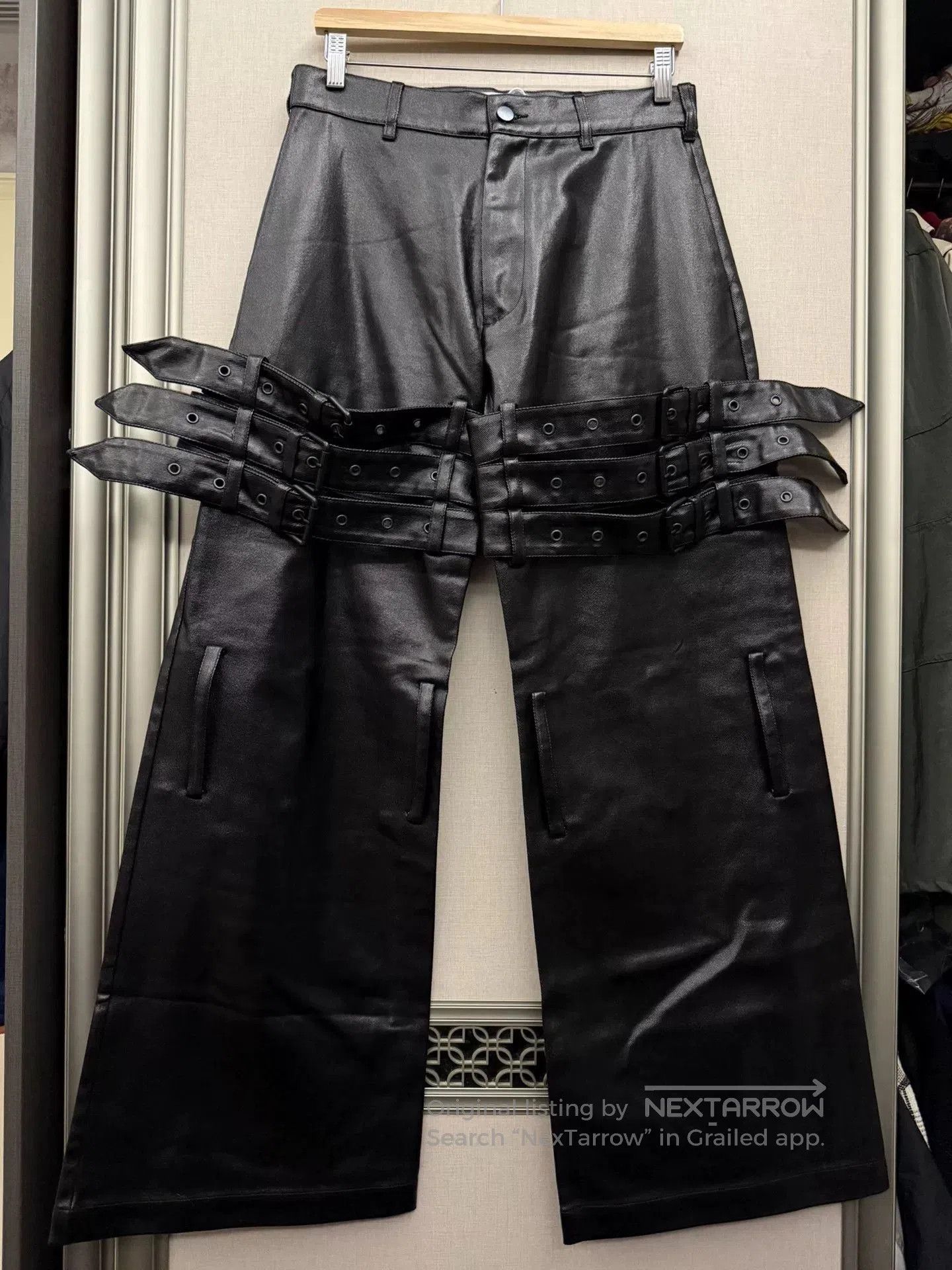 stylish black faux leather wide.