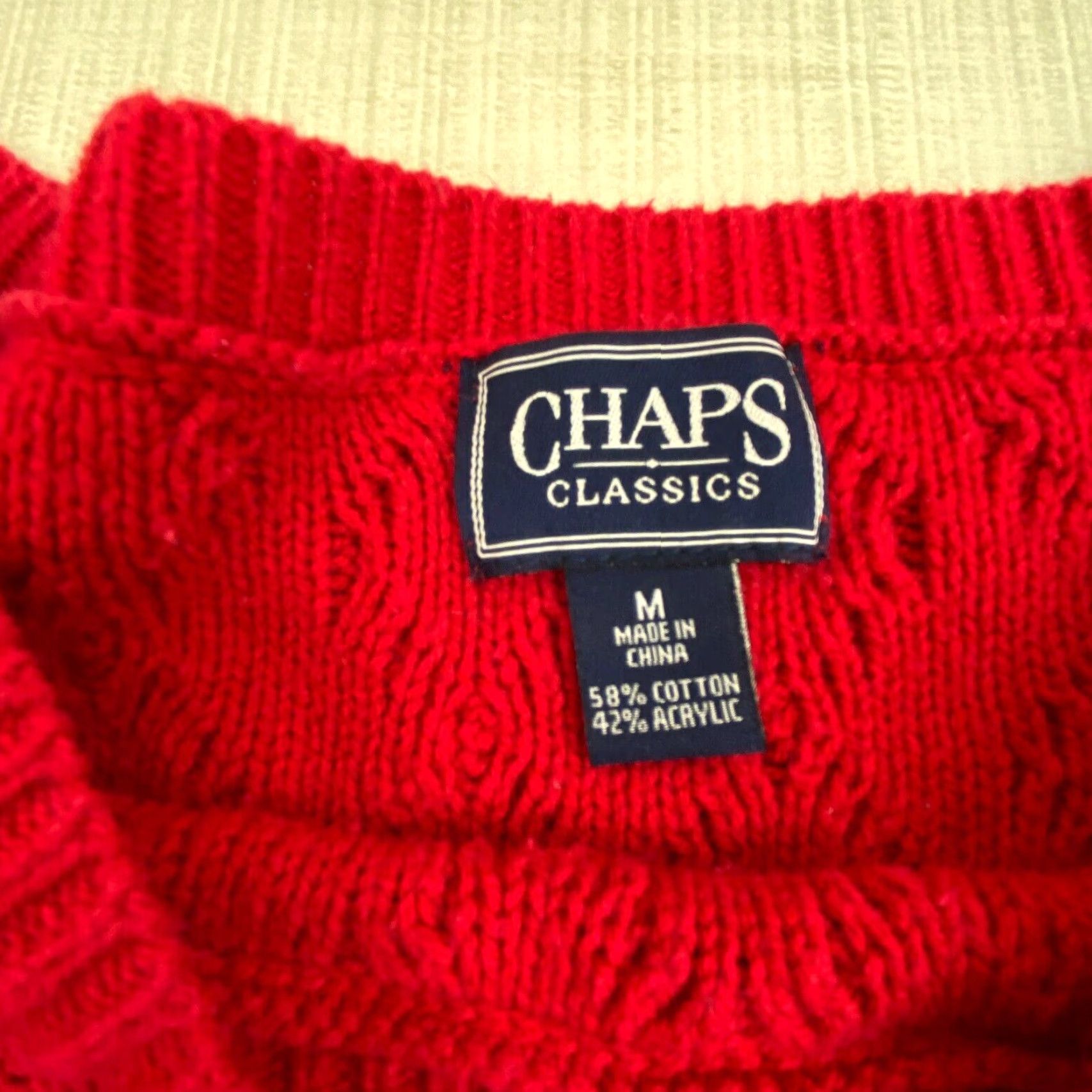 Chaps Chaps Womens Classic Cable Knit Sweater Red Medium Boat Neck Pullover Size M / US 6-8 / IT 42-44 - 3 Thumbnail