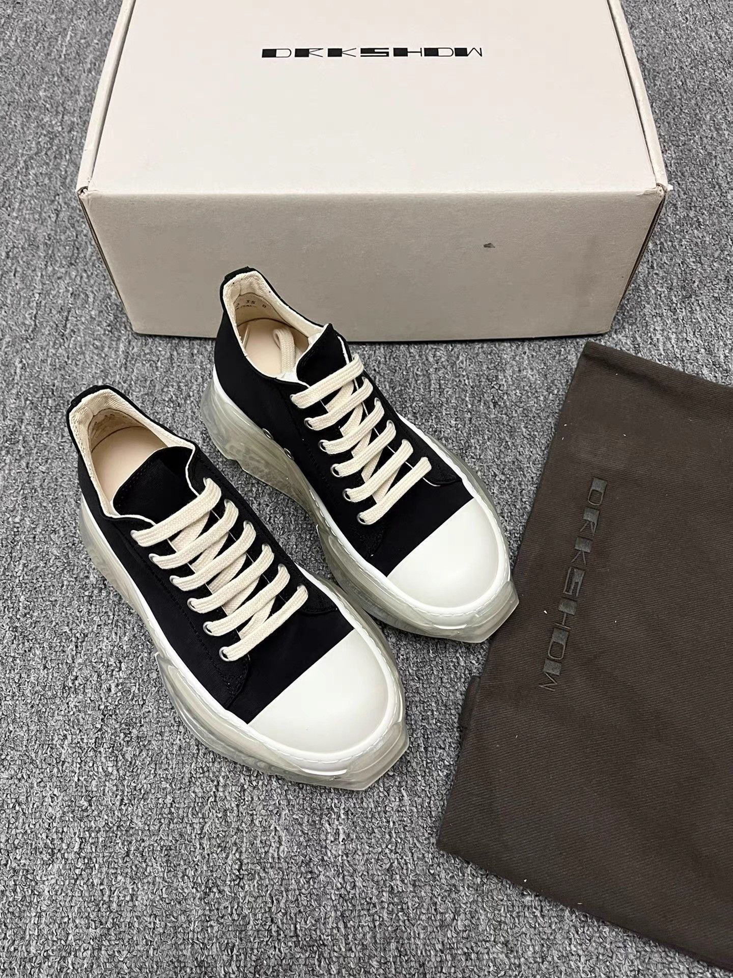Rick Owens Rick Owens Women's Black & White Satin Tank Sole Ramones K34 Size US 6.5 / IT 36.5 - 3 Thumbnail