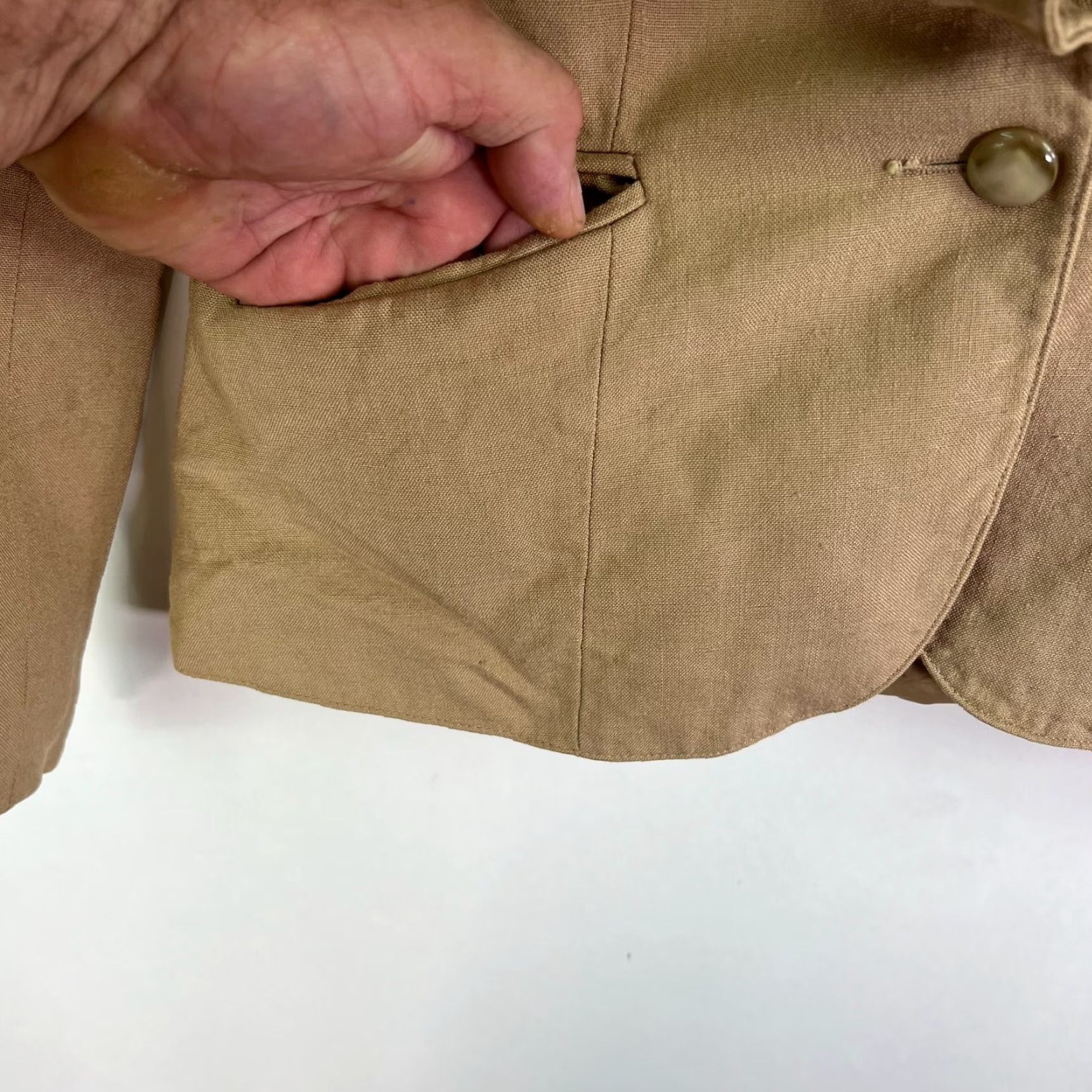 Vintage VINTAGE Villager Blazer Women Size 8 Tan Linen Blend Single-Breasted Notch Lapel Lightweight Lined 70s Womens Size M / US 6-8 / IT 42-44 - 4 Thumbnail