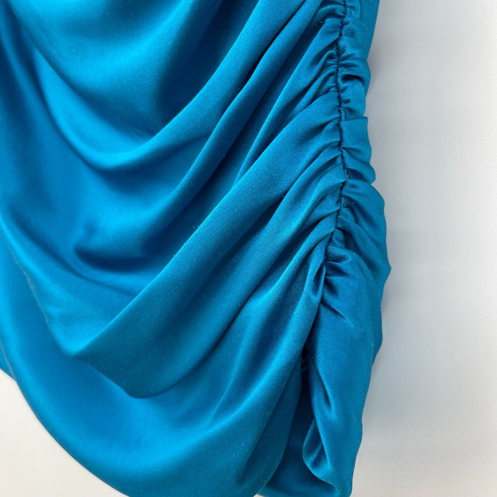 Other The Sei | Ruched Mini Skirt in Lake Teal Blue Silk 6 w/ Tags Size 28" / US 6 / IT 42 - 8 Thumbnail