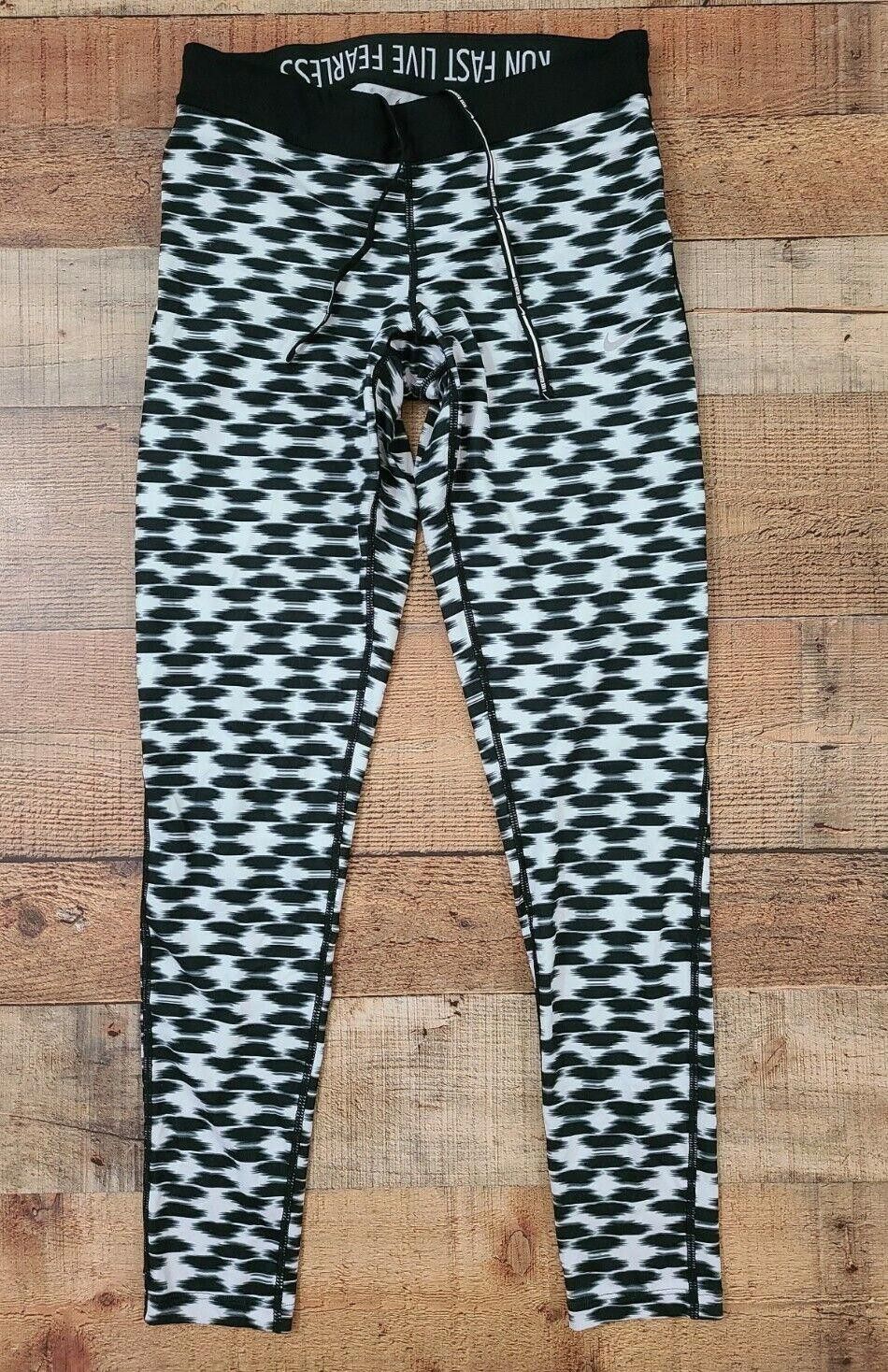 Nike Nike Dri Fit Leggings Womens Medium Black White logo Size 32" / US 10 / IT 46 - 1 Thumbnail