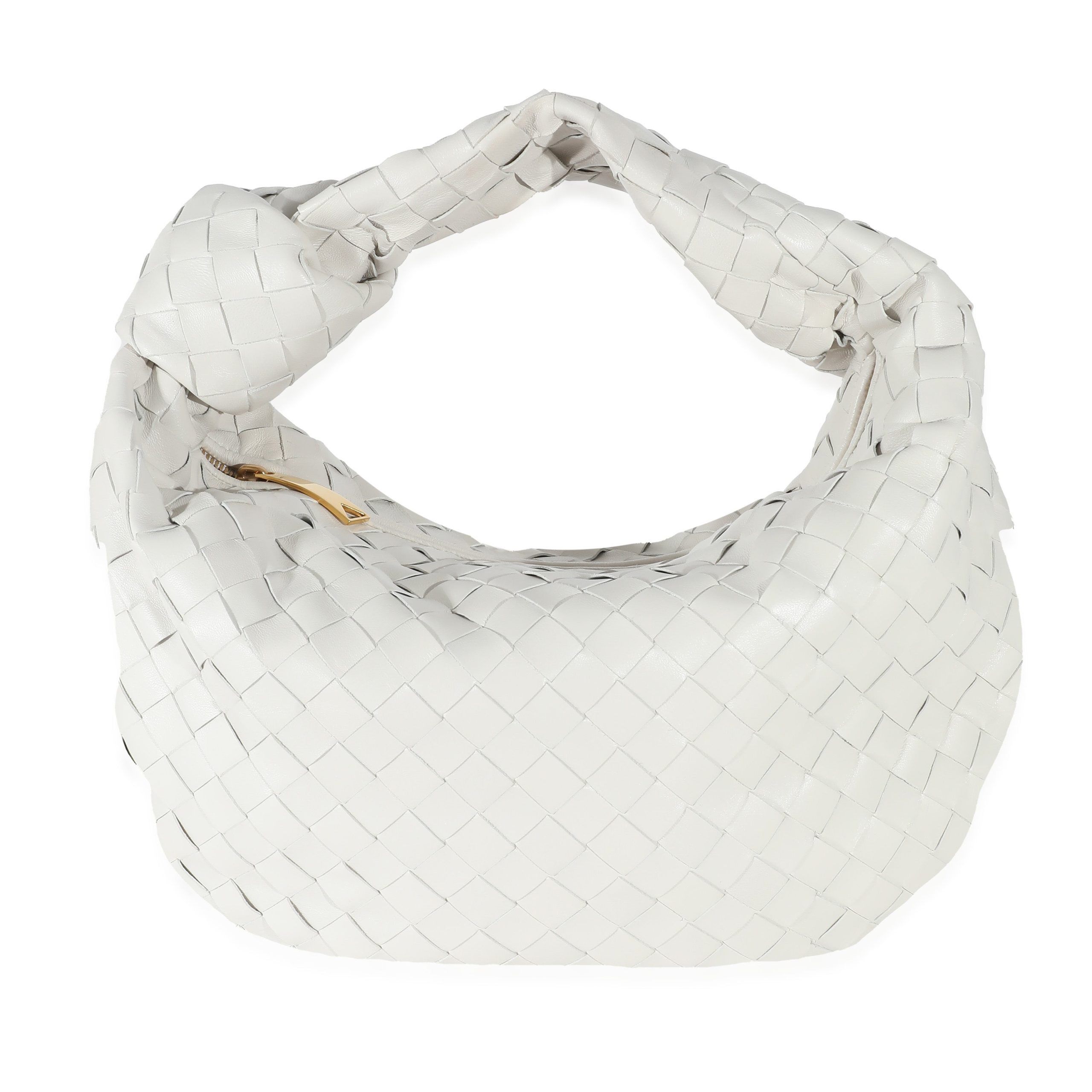 image of Bottega Veneta White Intrecciato Lambskin Teen Jodie, Women's