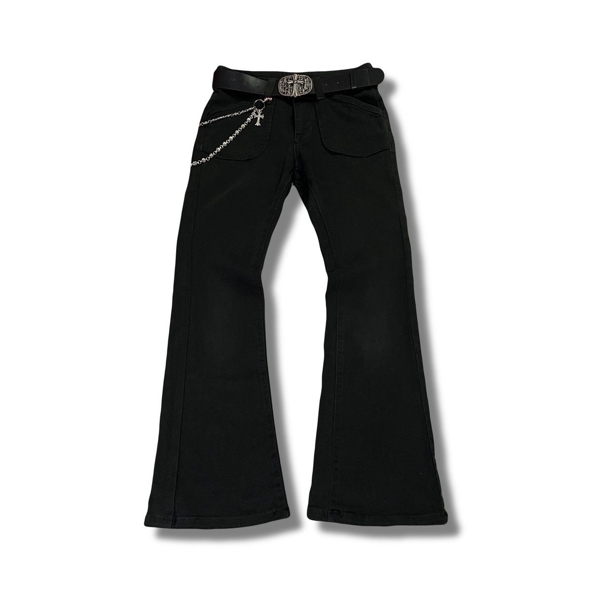 Japanese Brand Gothic Flare Punk Pants - Rockstar Fit Opium y2k Ifsix Style Size 26" / US 2 / IT 38 - 1 Thumbnail