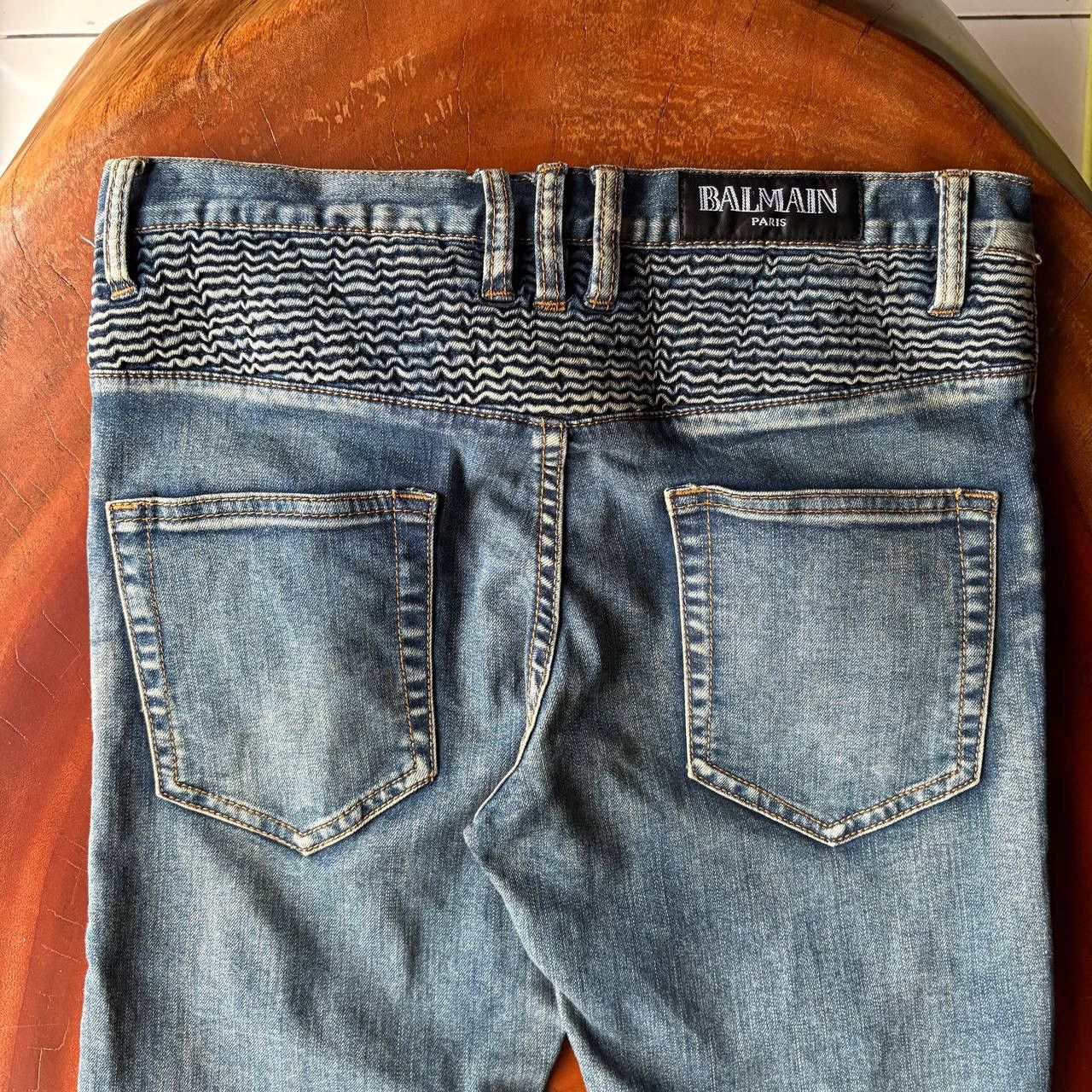 Balmain Balmain Biker Blue Washed Jeans Pants Size US 31 - 5 Thumbnail