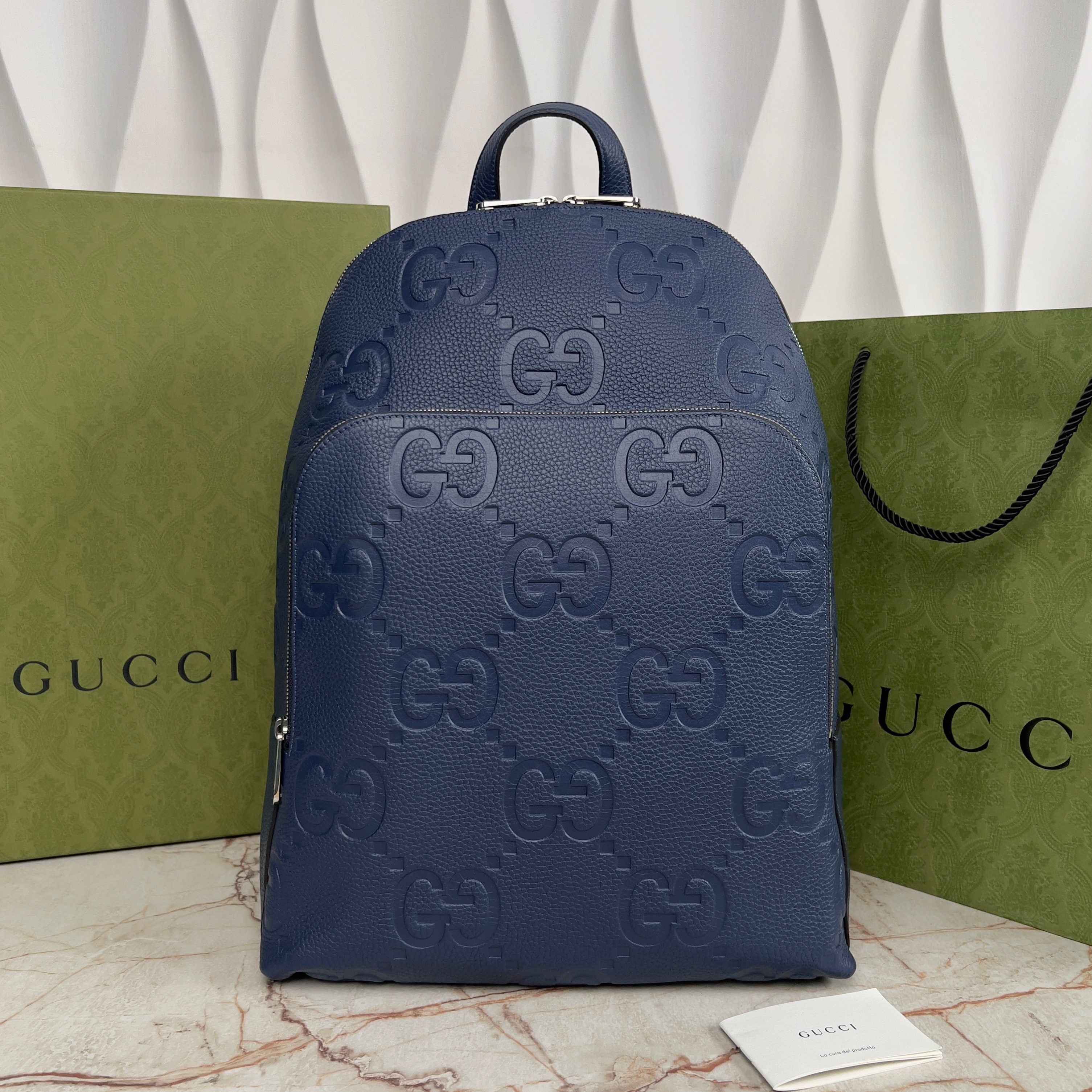 Gucci RRP$3550 Medium Jumbo GG Guccissima Backpack Grain Leather Size ONE SIZE - 1 Thumbnail