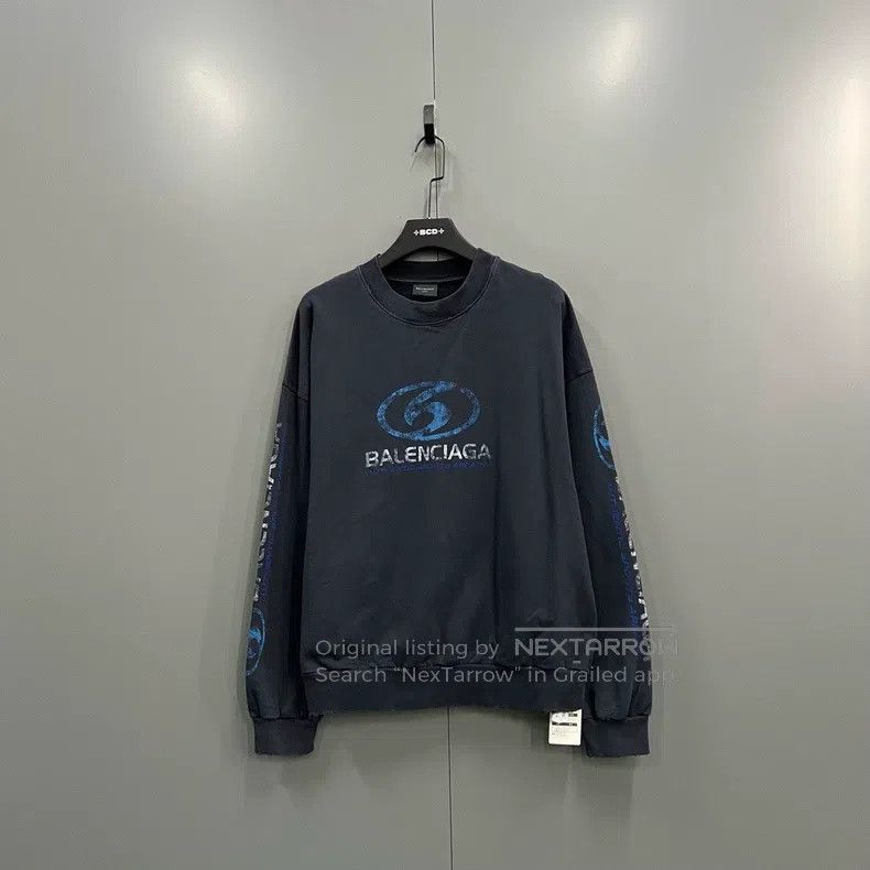 Balenciaga Balenciaga Dark blue printed logo round neck sweatshirt Size US M / EU 48-50 / 2 - 1 Thumbnail