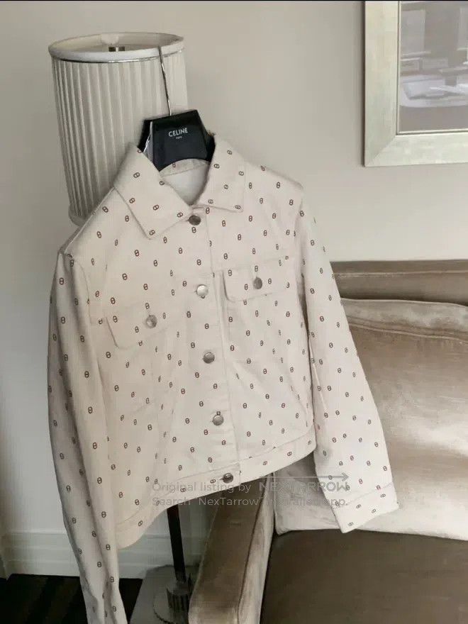 Hermes Hermes White pig nose denim jacket Size XXS / US 00 / IT 34 - 1 Thumbnail