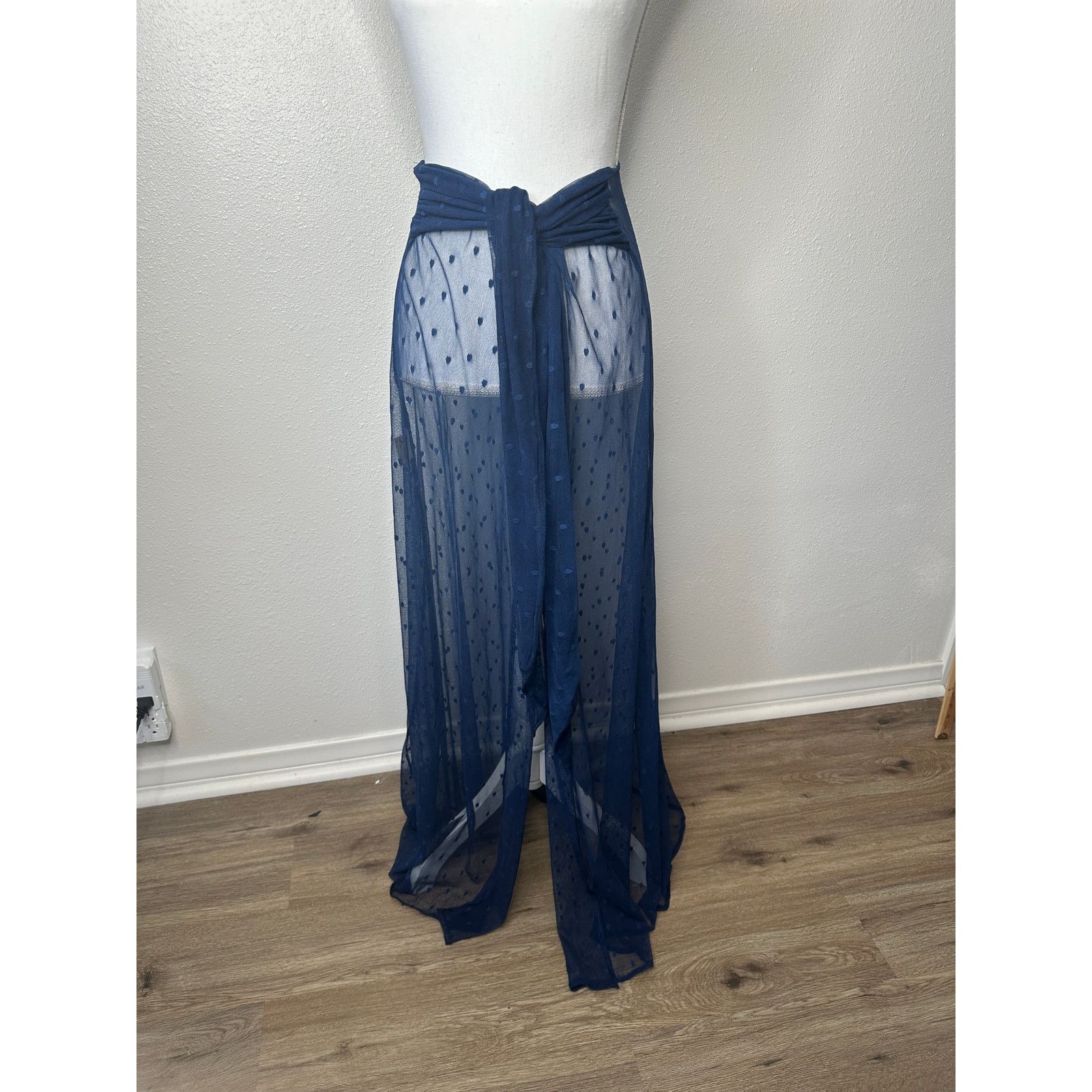 Other Ancora Navy Blue Polka Dot Sheer Scarf Wrap Size ONE SIZE - 9 Thumbnail