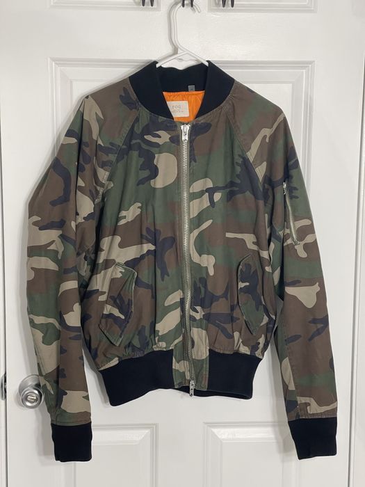 Pacsun Fear of God FOG Essentials Washed Camo Bomber Jacket Size M