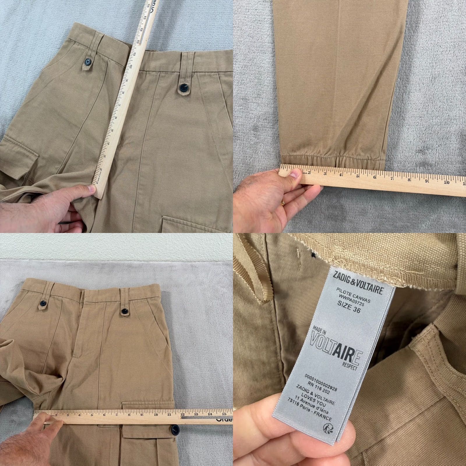 Zadig & Voltaire Zadig & Voltaire Pilote Cotton Canvas Pants Women FR 36 US 4 Beige Cargo Tailored Regular Inseam 28 in Front Flat Pocketed Size 27" / US 4 / IT 40 - 8 Thumbnail