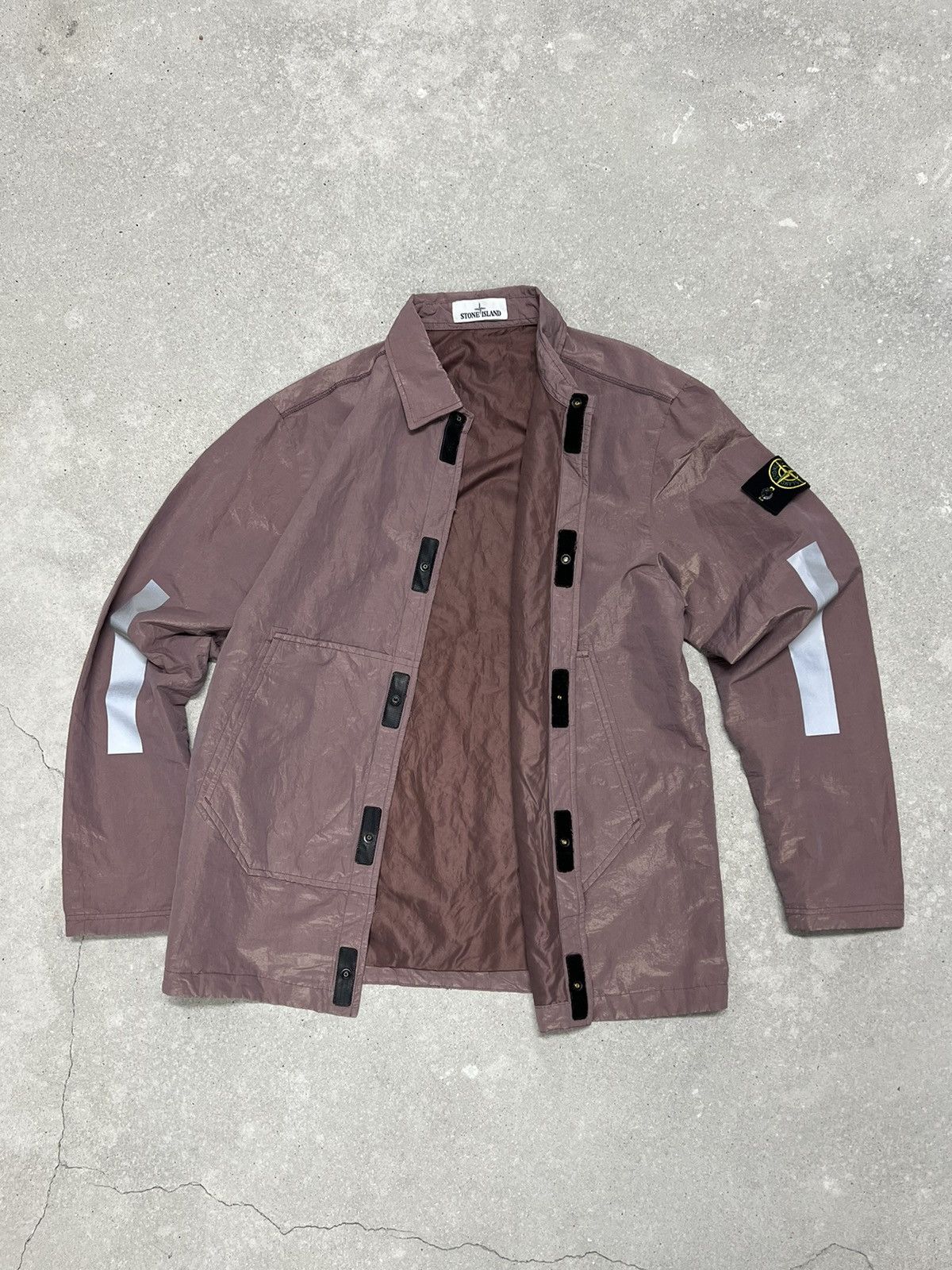 image of Massimo Osti Stone Island Reflective Sleeve Metal in Rose Pink, Men's (Size Large)