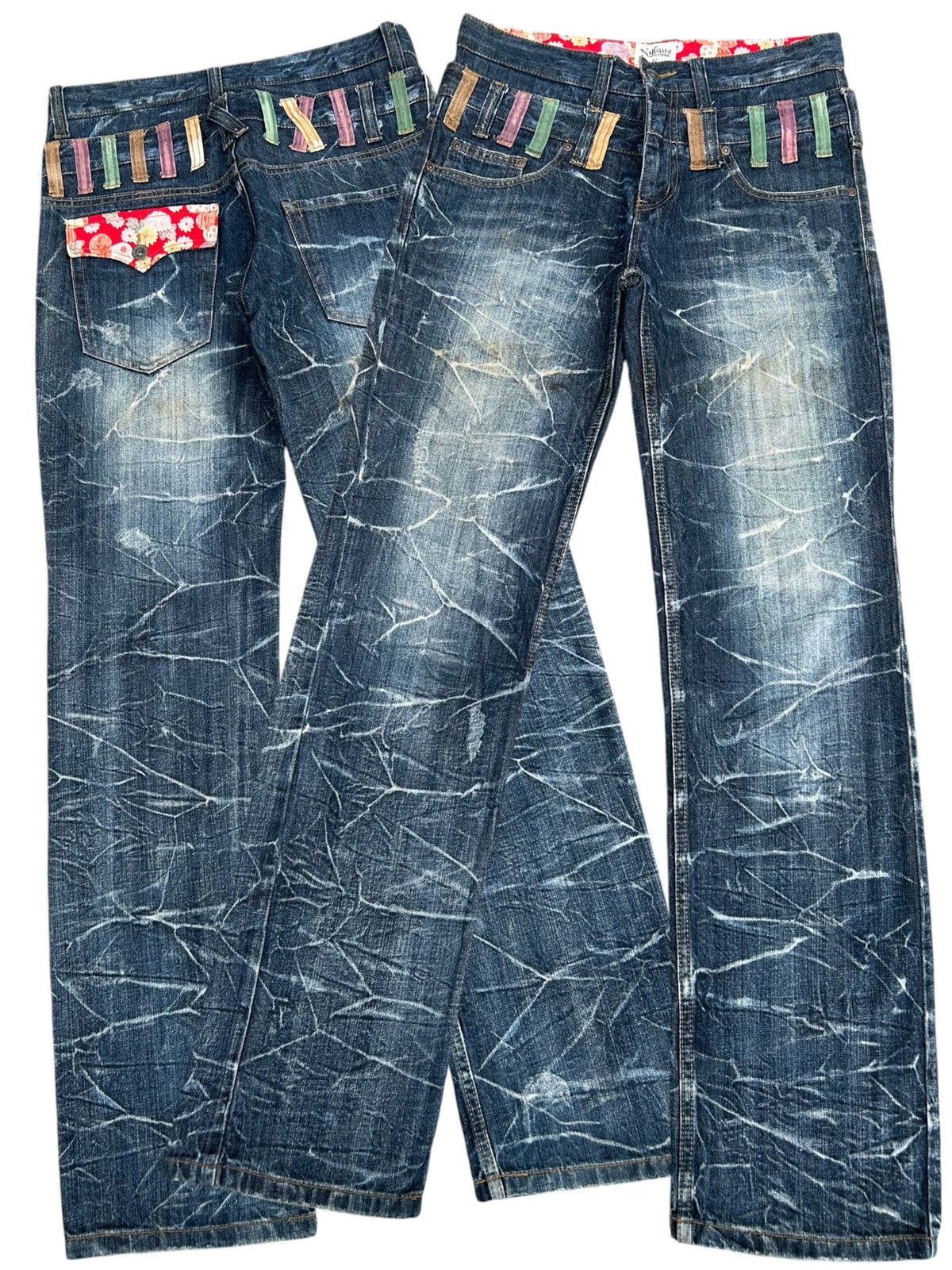 Kapital Nylaus Double Waist Japanese Punk Distressed Denim Jeans Size US 32 / EU 48 - 1 Thumbnail